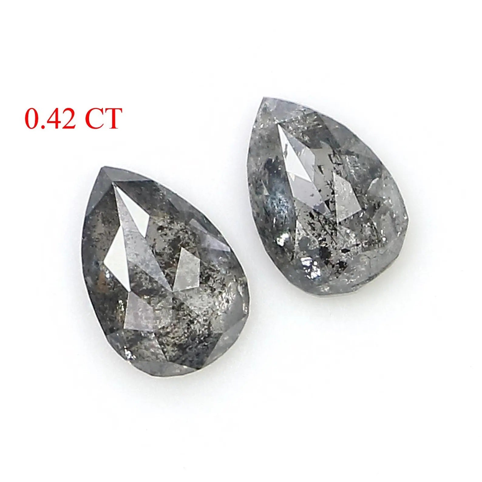 0.42 CT Natural Loose Pear Cut Pair Diamond Salt And Pepper Pear Shape Diamond 4.70 MM Natural Black Grey Color Pear Rose Cut Diamond NQ2306