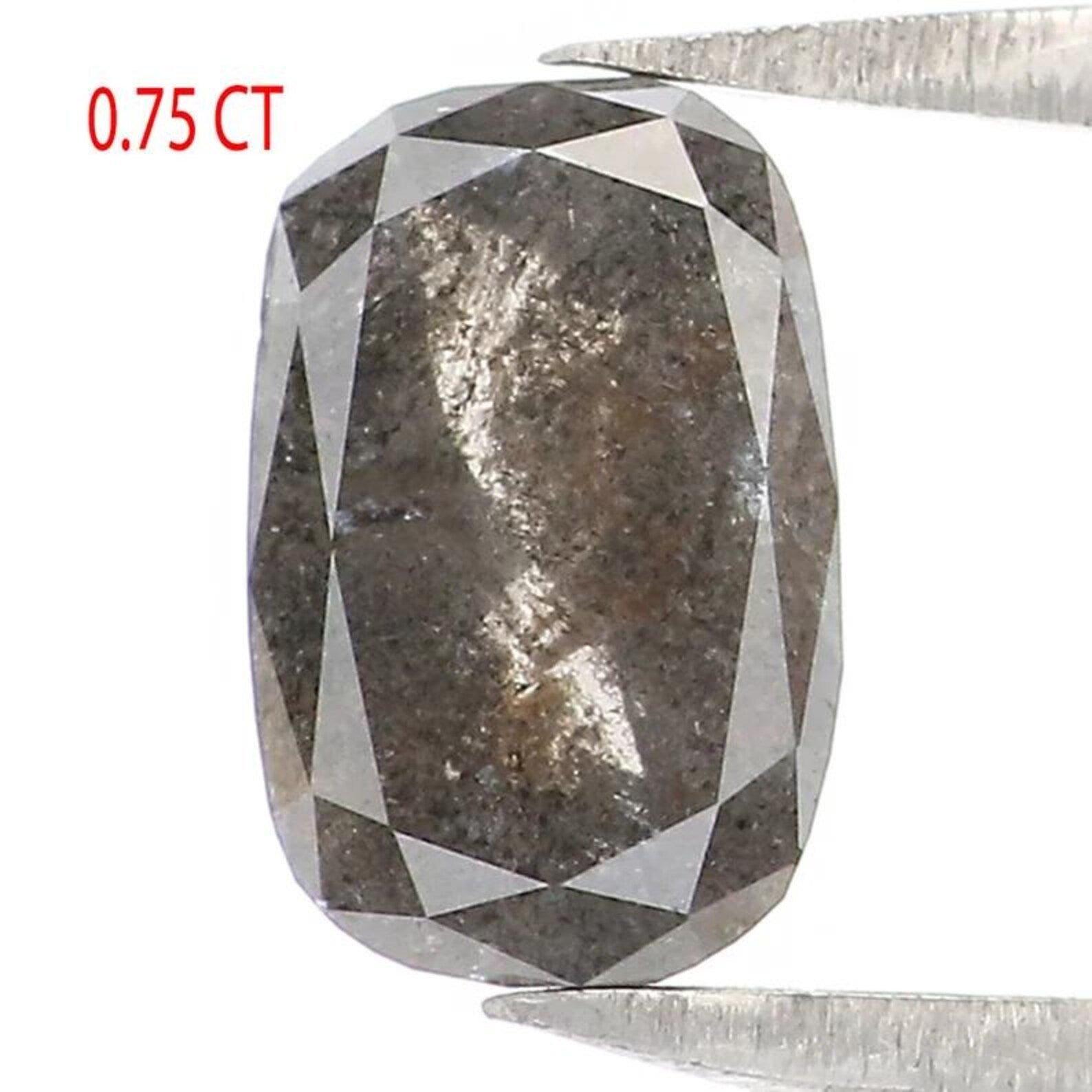 0.75 CT Natural Loose Cushion Cut Diamond Salt And Pepper Cushion Diamond 7.05 MM Natural Black Grey Color Cushion Rose Cut Diamond NQ7086