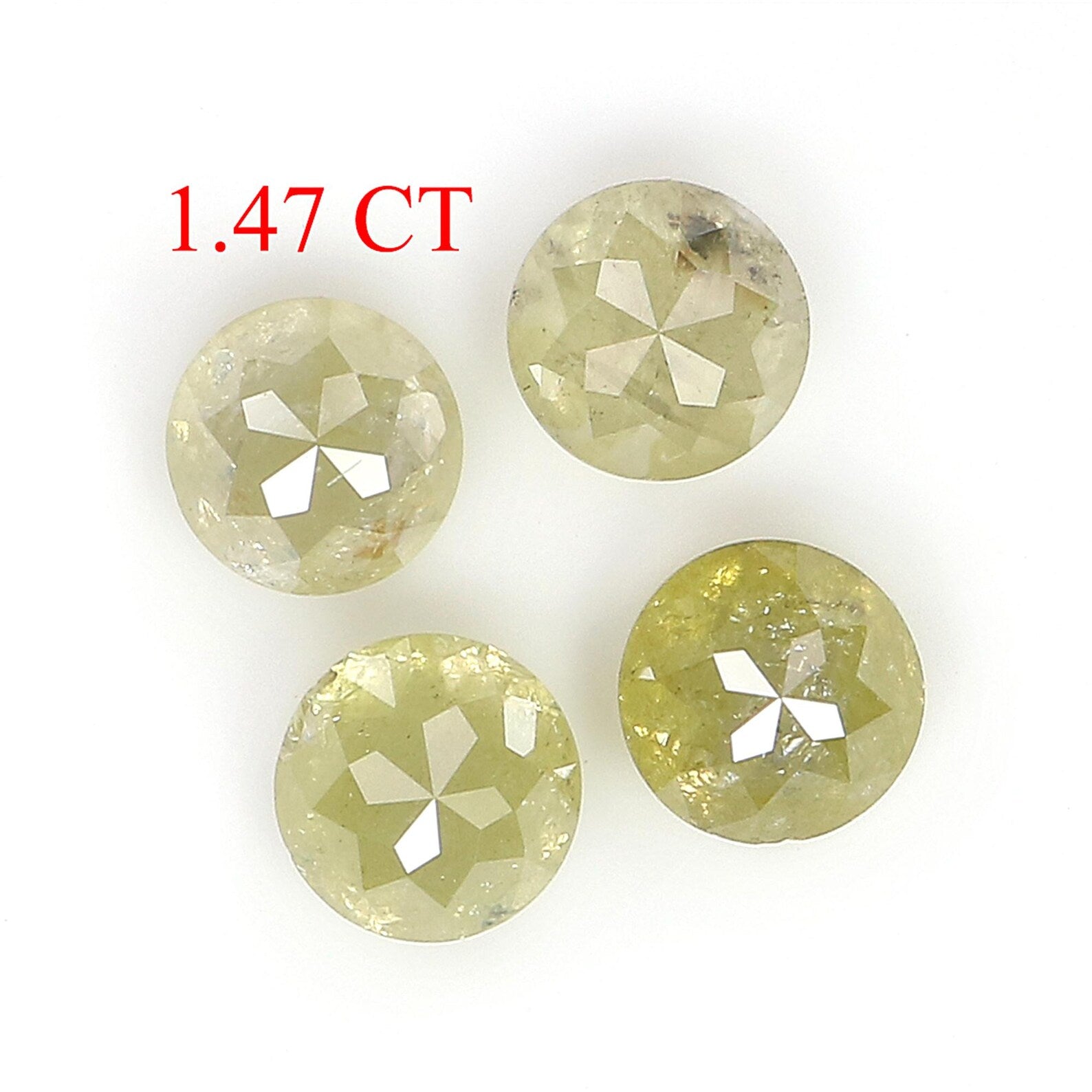 1.47 CT Natural Loose Round Rose Cut Diamond Yellow Color Round Shape Diamond 4.00 MM Natural Yellow Color Round Rose Cut Diamond NQ757