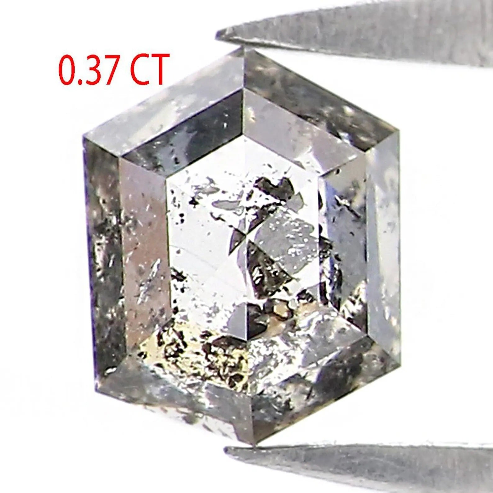 0.37 CT Natural Loose Hexagon Shape Diamond Salt And Pepper Hexagon Diamond 4.80 MM Natural Black Grey Color Hexagon Rose Cut Diamond NQ2158