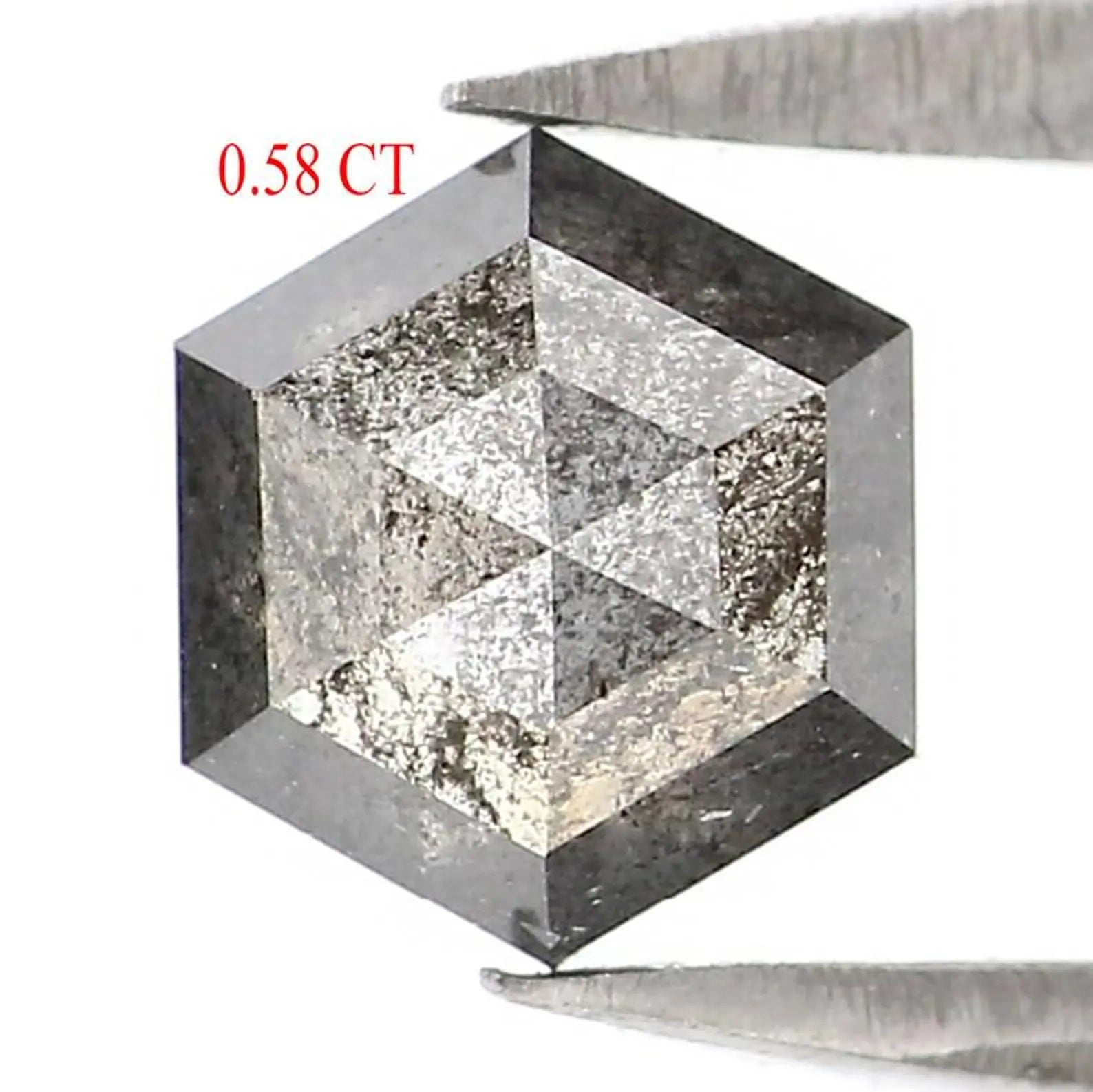 0.58 CT Natural Loose Hexagon Shape Diamond Salt And Pepper Hexagon Diamond 5.70 MM Natural Loose Diamond Hexagon Rose Cut Diamond NQ2453