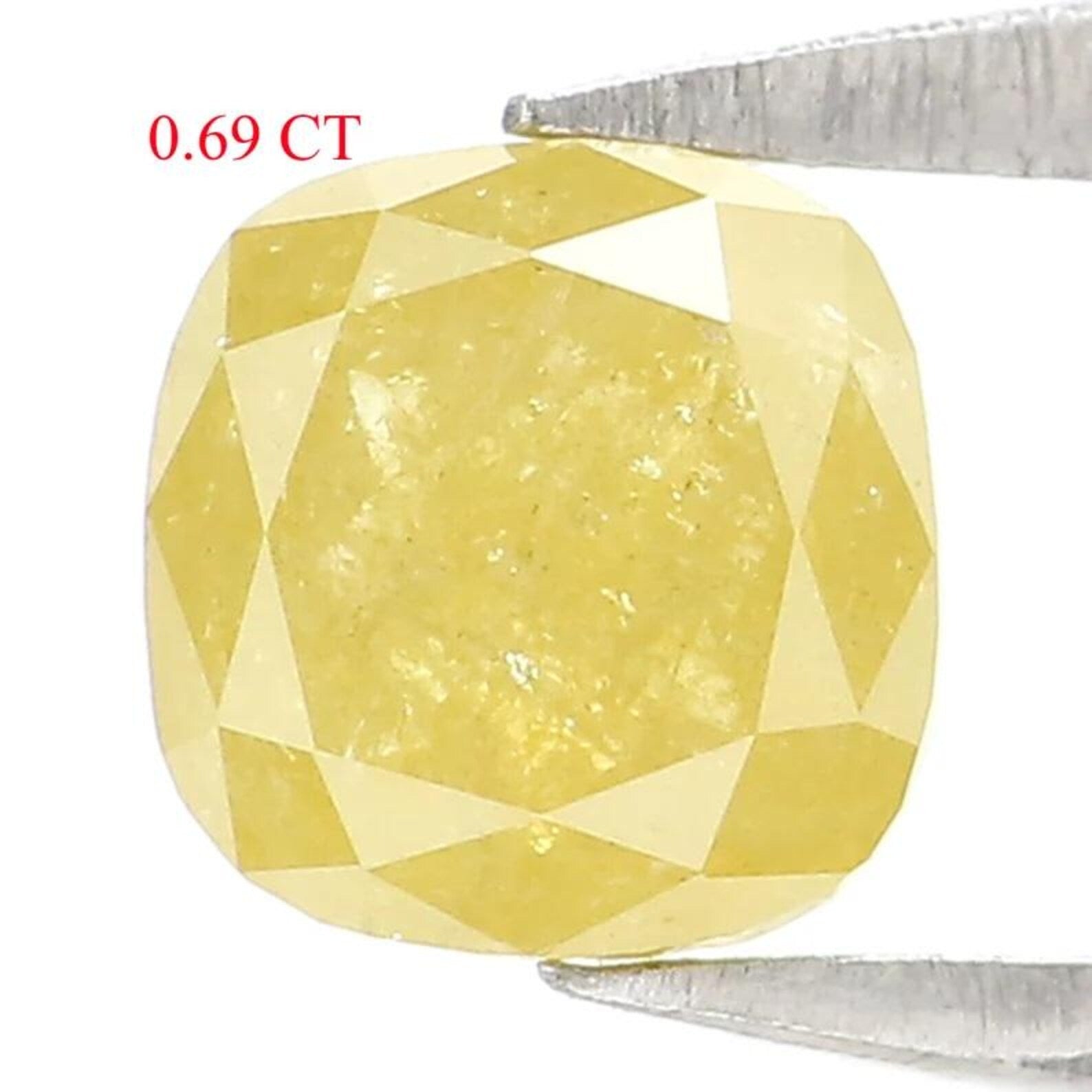 0.69 CT Natural Loose Cushion Shape Diamond Yellow Color Cushion Cut Diamond 4.85 MM Natural Yellow Color Cushion Rose Cut Diamond NQ2405