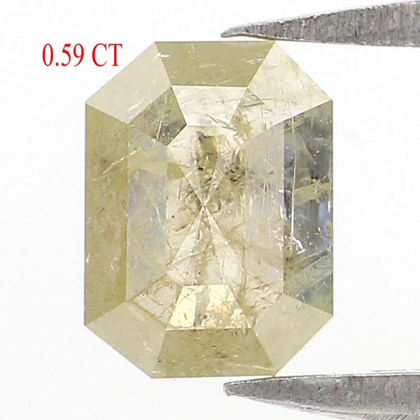 0.59 CT Natural Loose Emerald Shape Diamond Yellow Color Emerald Diamond 6.10 MM Natural Loose Green Color Emerald Rose Cut Diamond NQ8710