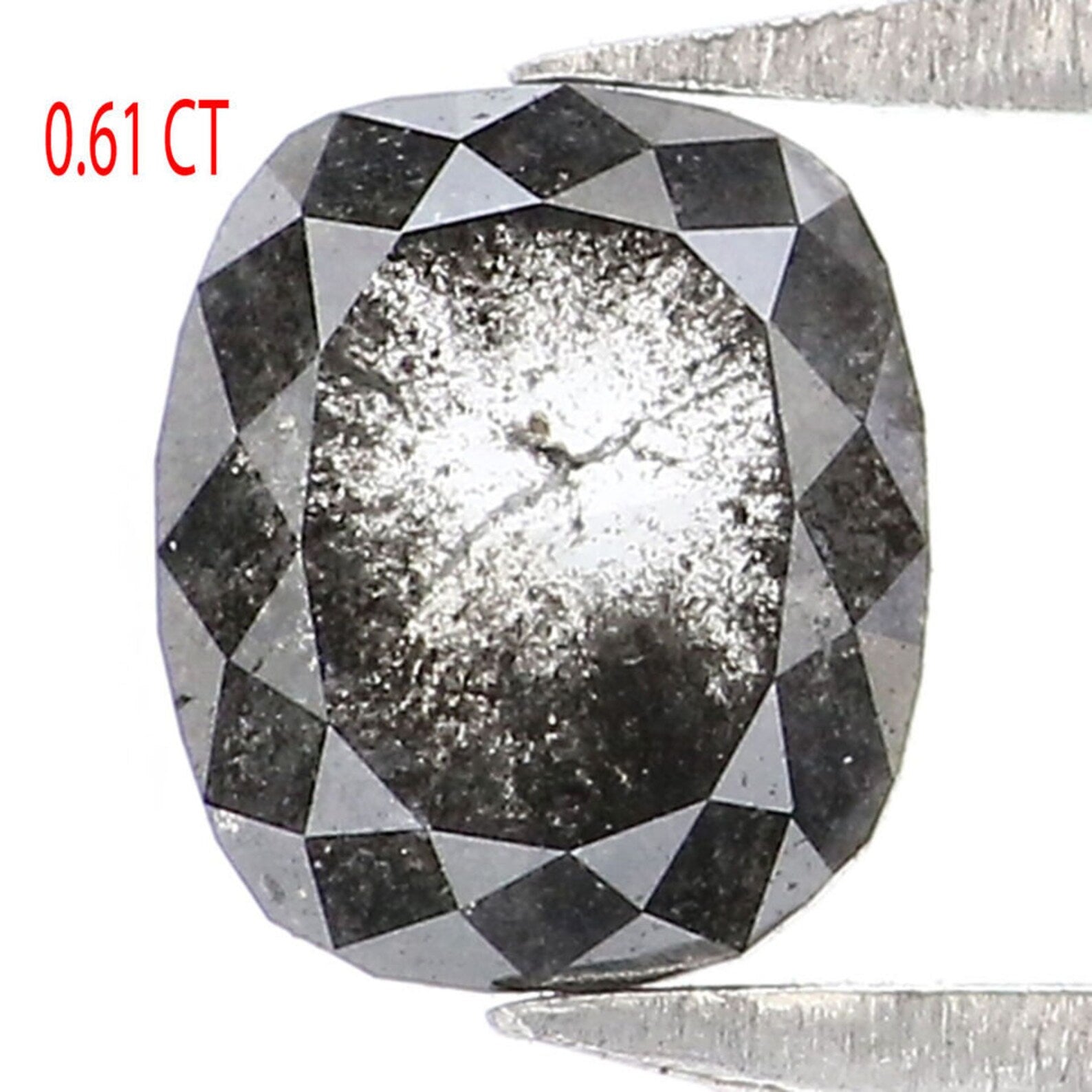 0.61 CT Natural Loose Oval Shape Diamond Salt And Pepper Oval Diamond 5.30 MM Black Grey Color Diamond Oval Shape Rose Cut Diamond NQ7694