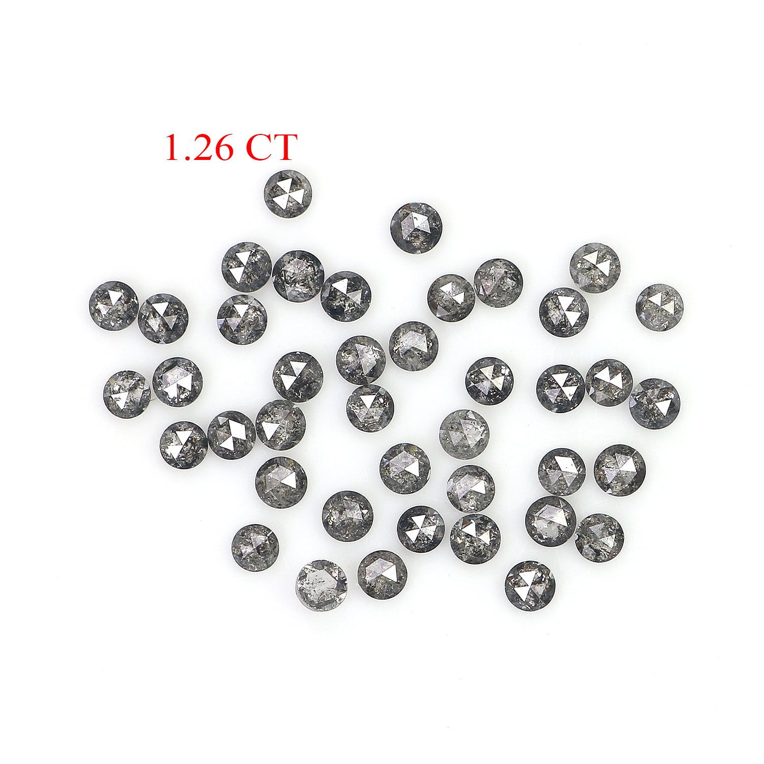 1.26 Ct Natural Loose Round Cut Diamond Salt And Pepper Diamond 1.80 MM Natural Loose Diamond Black Grey Color Round Rose Cut Diamond LQ1418