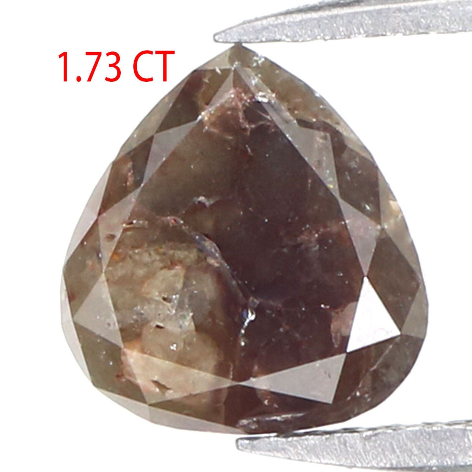 1.73 CT Natural Loose Pear Shape Diamond Brown Color Pear Cut Diamond 7.50 MM Natural Loose Diamond Pear Shape Rose Cut Diamond N8549