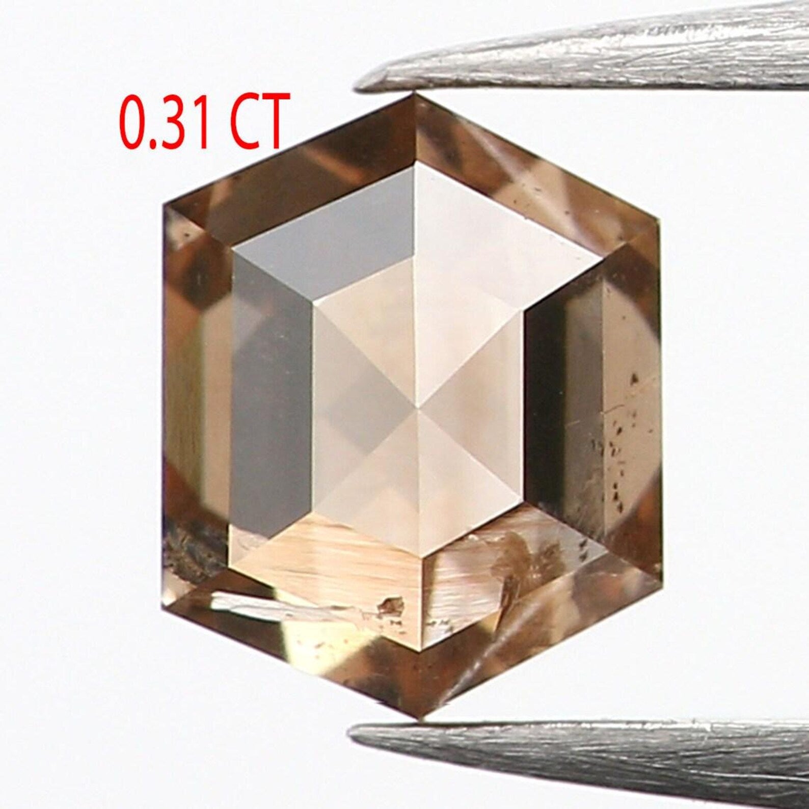 0.31 CT Natural Loose Hexagon Shape Diamond Brown Color Diamond 4.30 MM Natural Loose Diamond Brown Color Hexagon Rose Cut Diamond NQ1186