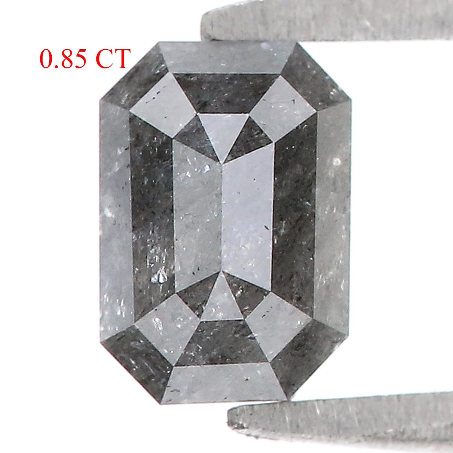 0.85 CT Natural Loose Emerald Shape Diamond Salt And Pepper Emerald Cut Diamond 6.35 MM Black Grey Color Emerald Rose Cut Diamond QN2068