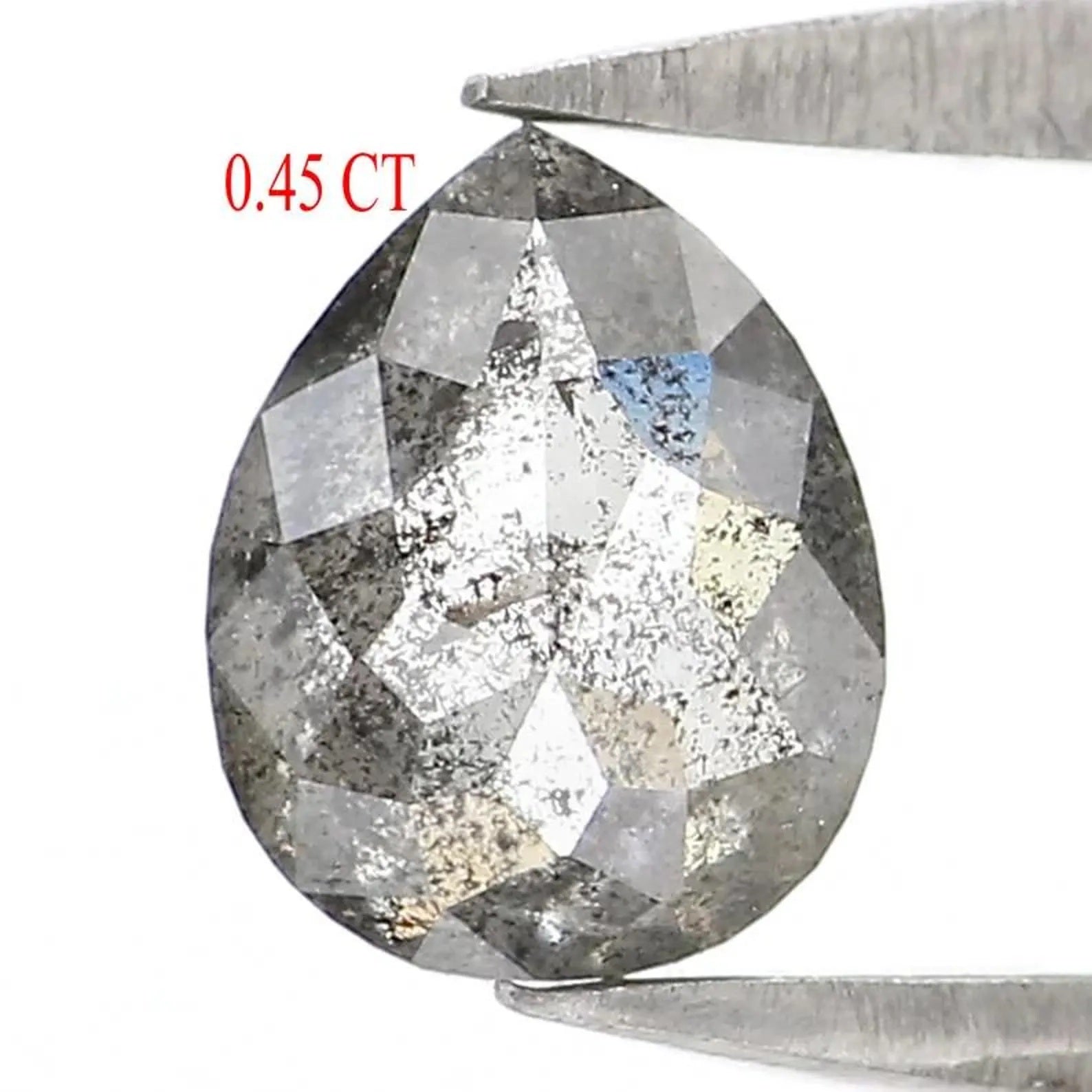 0.45 CT Natural Loose Pear Shape Diamond Salt And Pepper Pear Diamond 5.85 MM Natural Diamond Black Grey Color Pear Rose Cut Diamond NQ2439