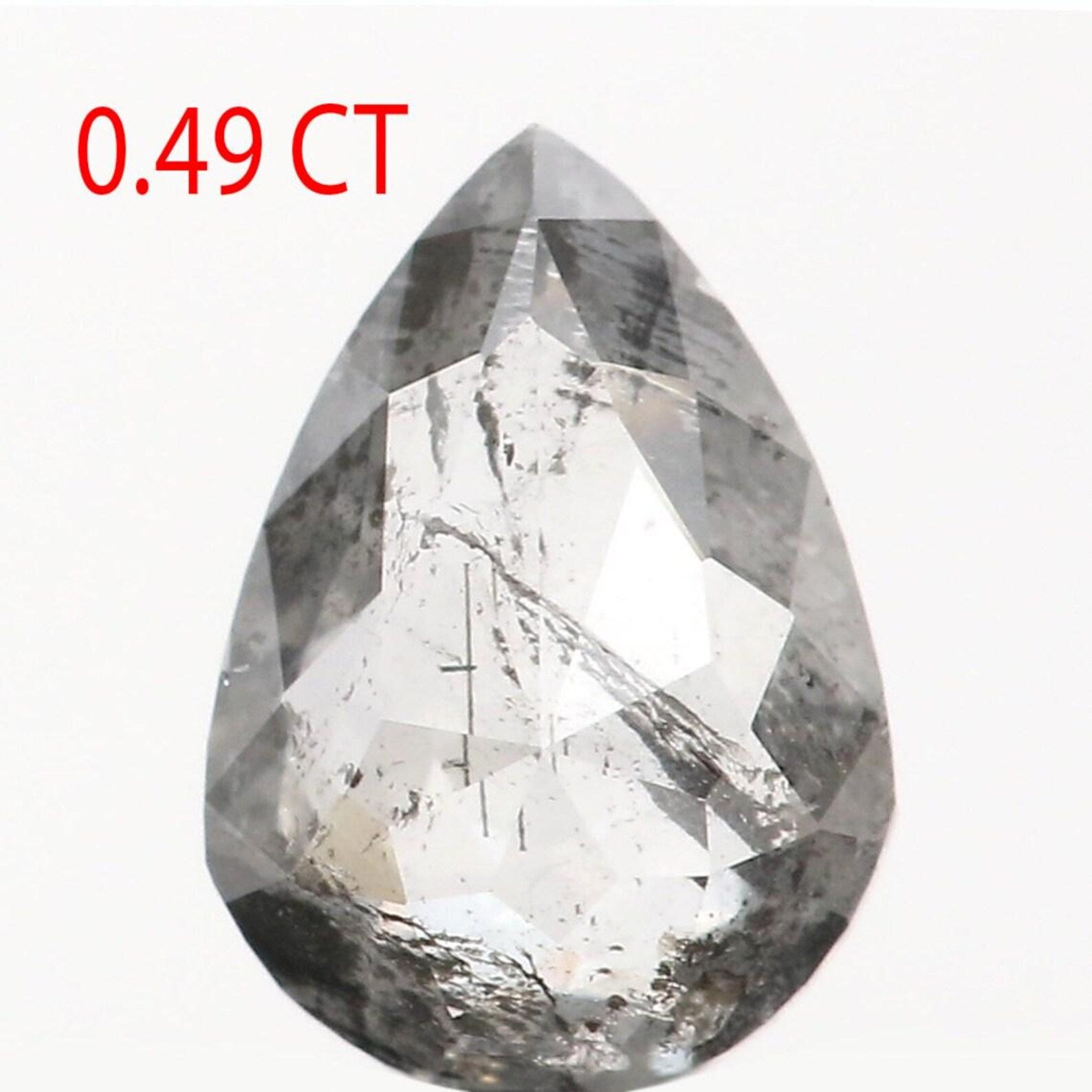 0.49 Ct Natural Loose Pear Shape Diamond Salt And Pepper Pear Cut Diamond 6.50 MM Natural Loose Black Grey Color Pear Rose Cut Diamond NQ365