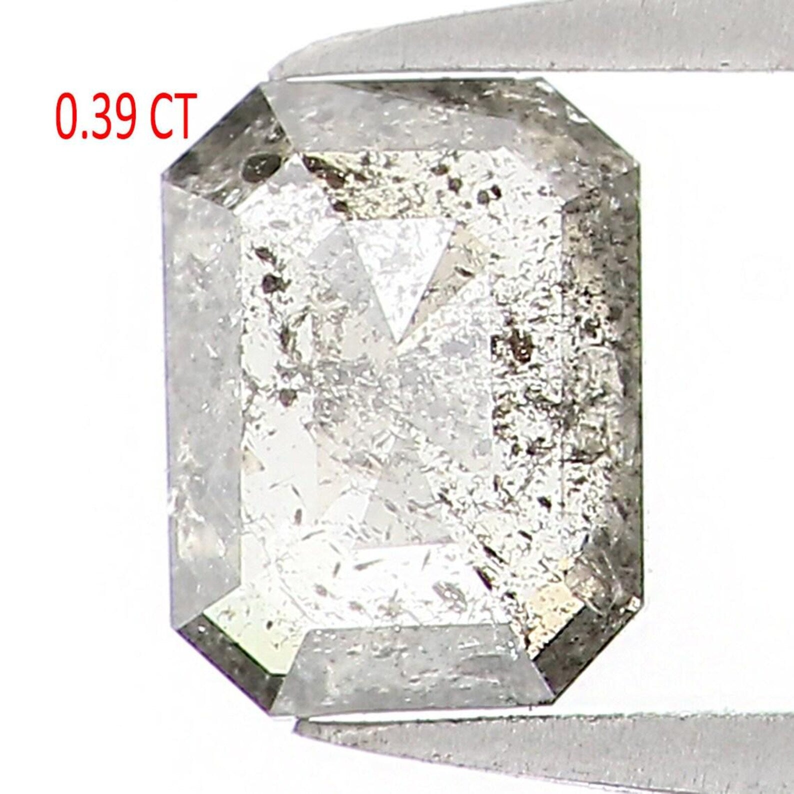 0.39 CT Natural Loose Emerald Shape Diamond Salt And Pepper Emerald Diamond 4.70 MM Natural Black Grey Color Emerald Rose Cut Diamond NQ1510