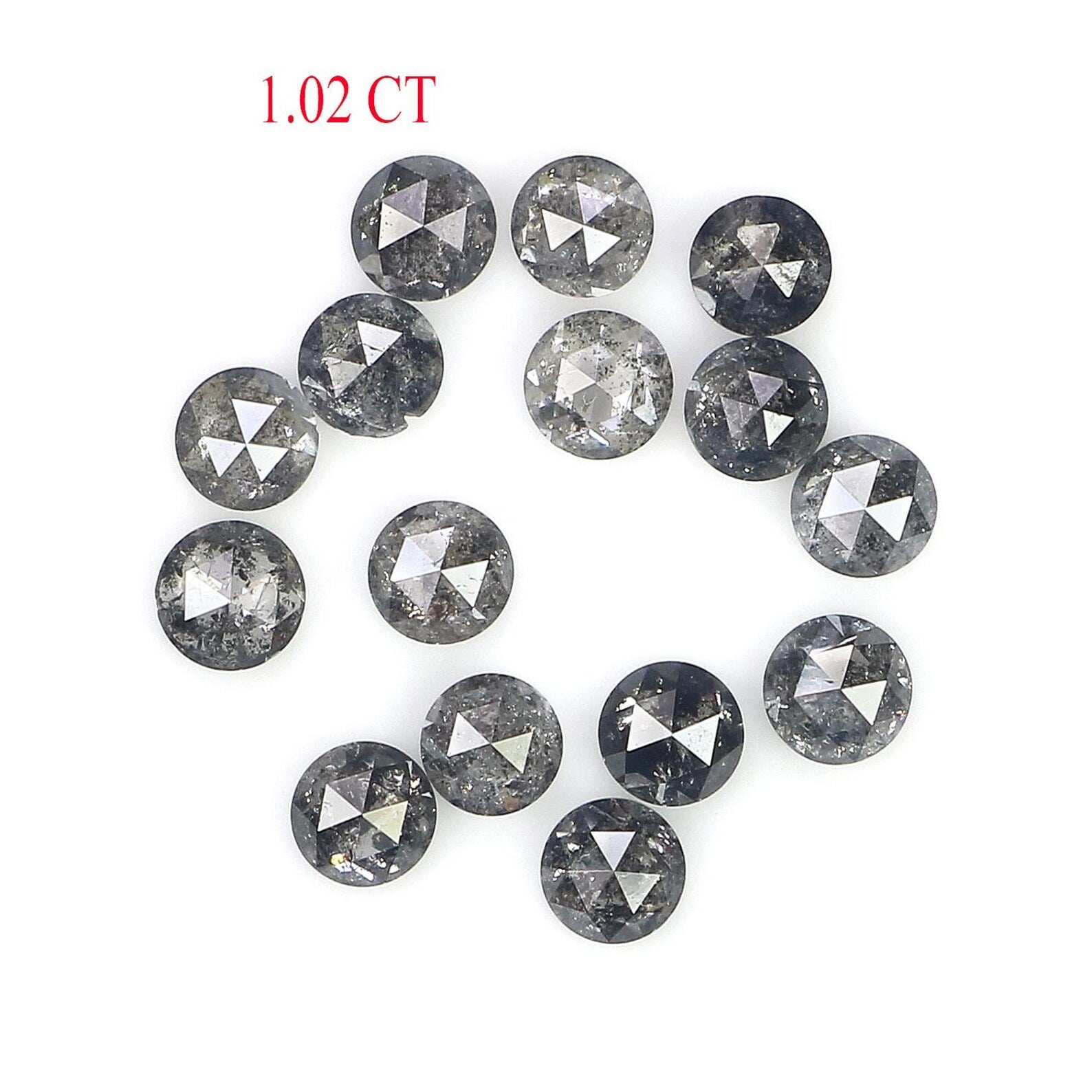 1.02 CT Natural Loose Round Cut Diamond Salt And Pepper Round Diamond 2.45 MM Natural Diamond Black Grey Color Round Rose Cut Diamond NQ2349