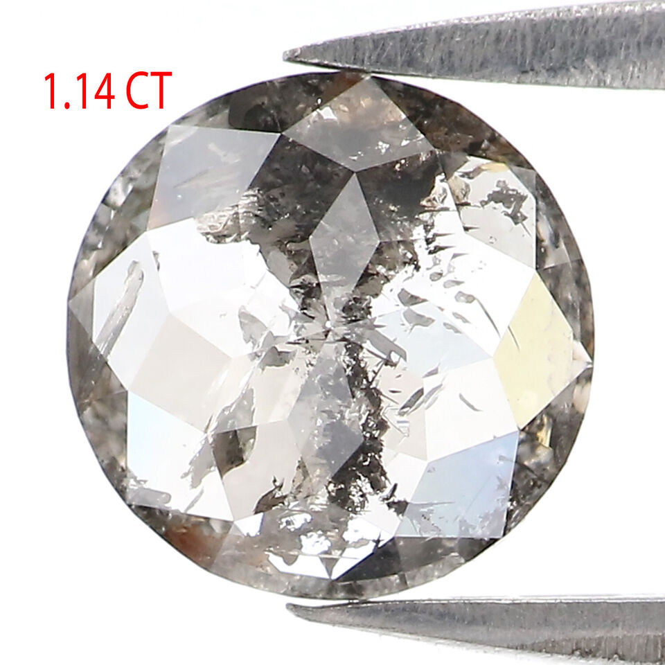 1.14 Ct Natural Loose Round Rose Cut Diamond Black Grey Color Rose Cut Diamond 7.30 MM Natural Loose Salt And Pepper Rose Cut Diamond QL2590