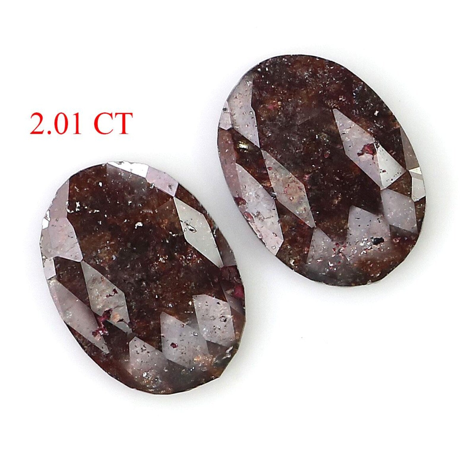2.01 CT Natural Loose Oval Shape Pair Diamond Brown Color Oval Cut Diamond 9.85 MM Natural Diamond Brown Color Oval Rose Cut Diamond NQ2540
