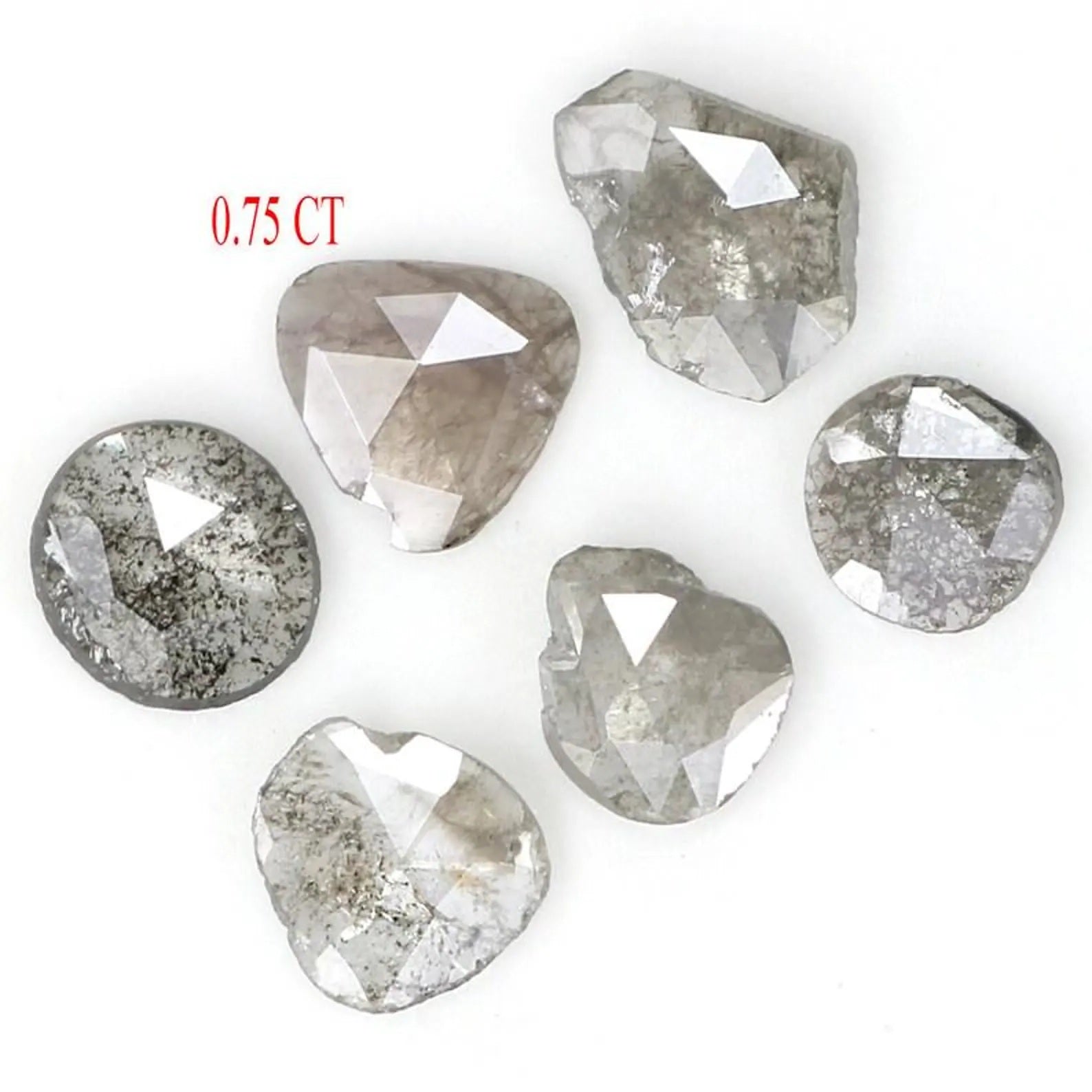 0.75 CT Natural Loose Slice Shape Diamond Salt And Pepper Irregular Cut Diamond 3.60 MM Black Grey Color Slice Shape Rose Cut Diamond NQ1645
