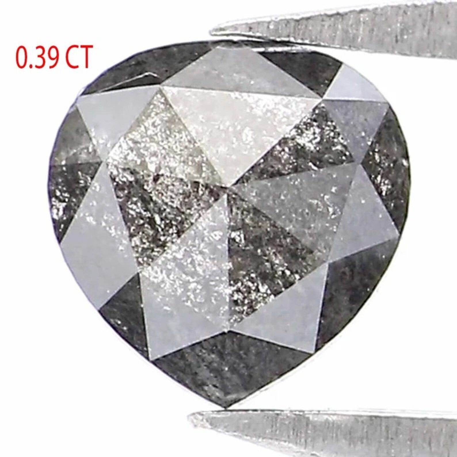 0.39 CT Natural Loose Heart Shape Diamond Salt And Pepper Heart Cut Diamond 4.80 MM Black Grey Color Heart Shape Rose Cut Diamond NQ9299