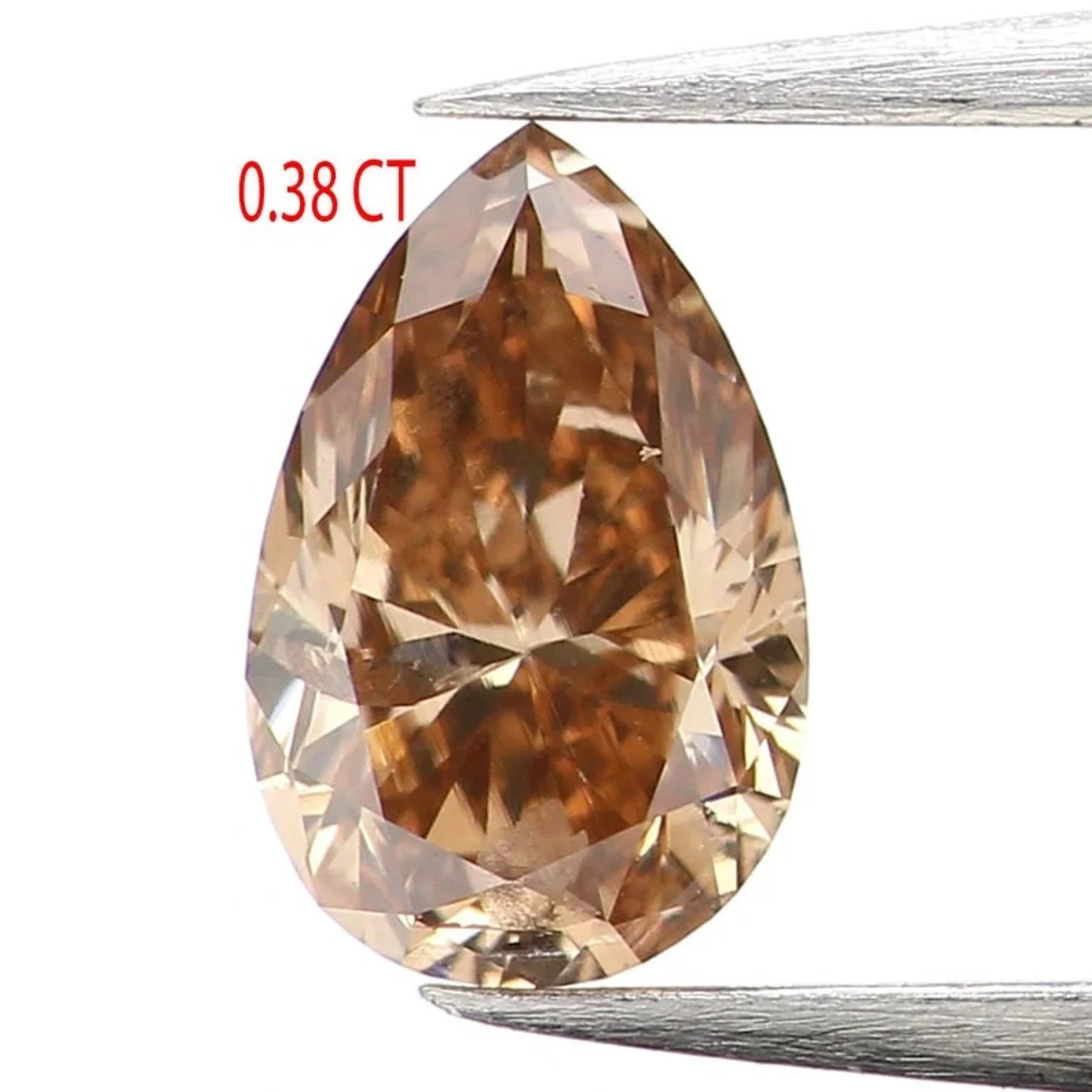 0.38 Ct Natural Loose Pear Shape Diamond Brown Color Pear Cut Diamond 6.00 MM Natural Diamond Brown Color Pear Brilliant Cut Diamond NQ1249