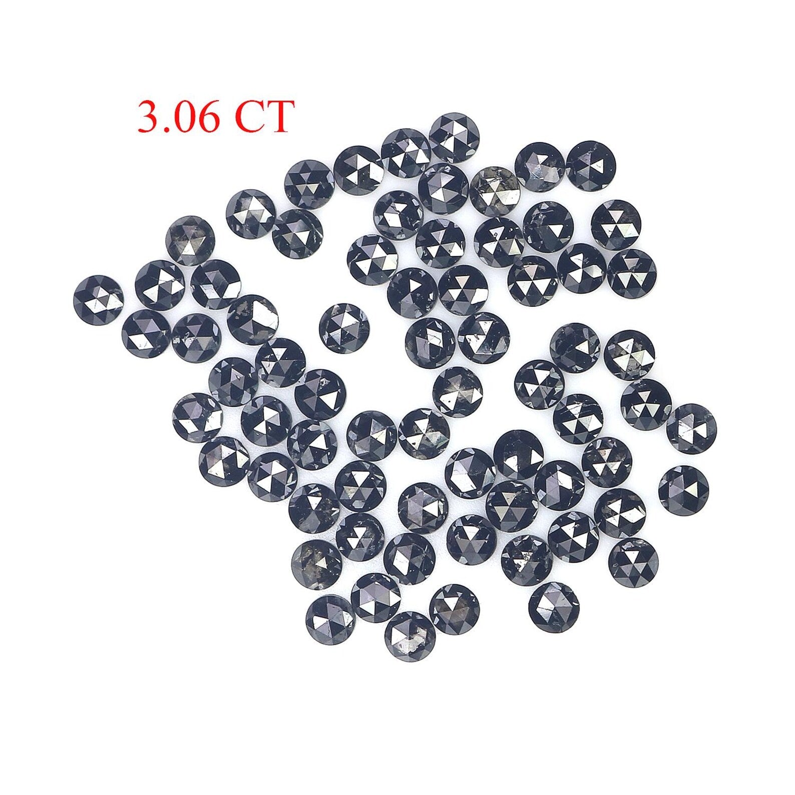 3.08 CT Natural Loose Round Shape Diamond Black Color Round Cut Diamond 2.20 MM Natural Diamond Black Color Round Rose Cut Diamond NQ1762