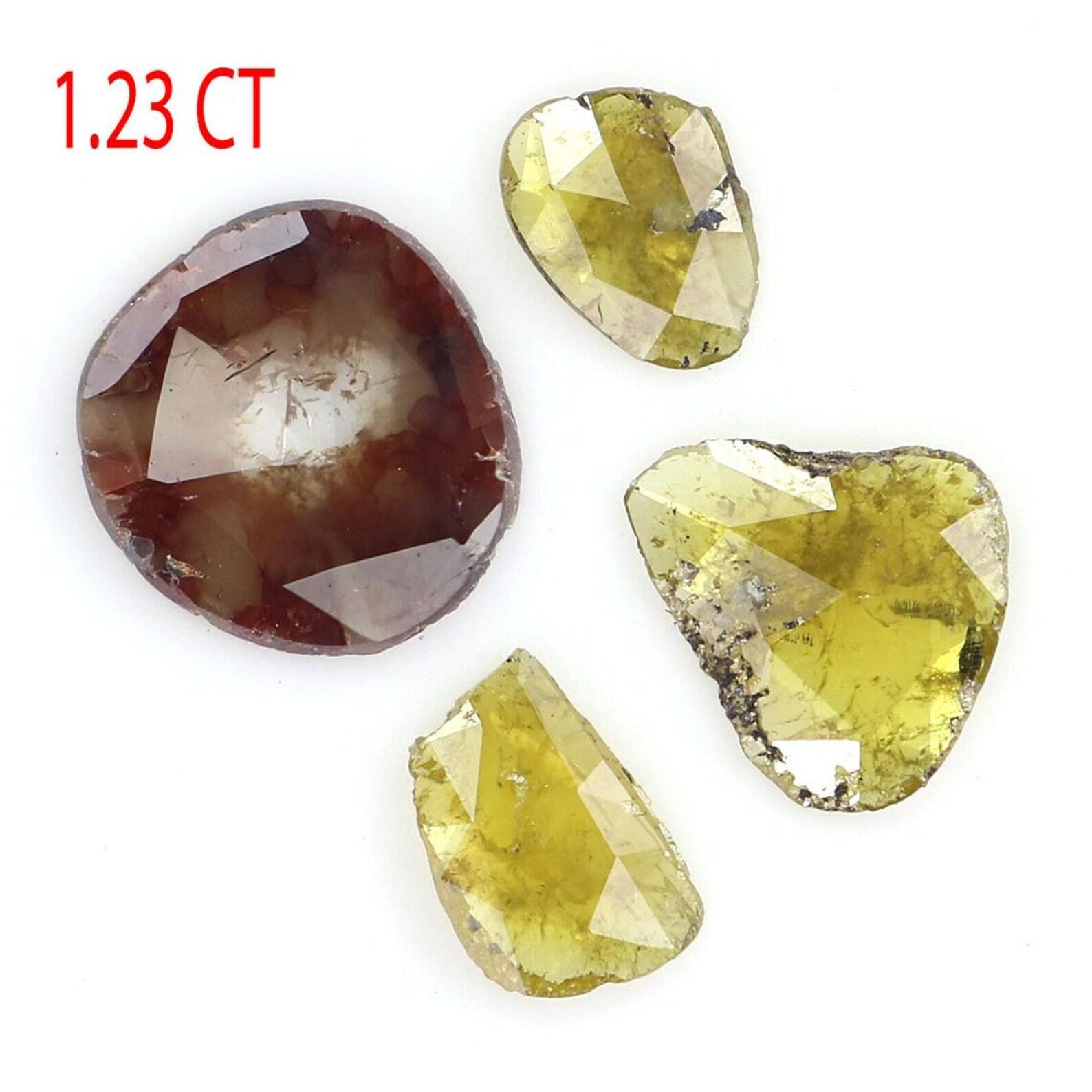 1.23 Ct Natural Loose Slice Shape Diamond Yellow Color Slice Diamond 5.15 MM Natural Loose Diamond Brown Color Slice Rose Cut Diamond NQ2090
