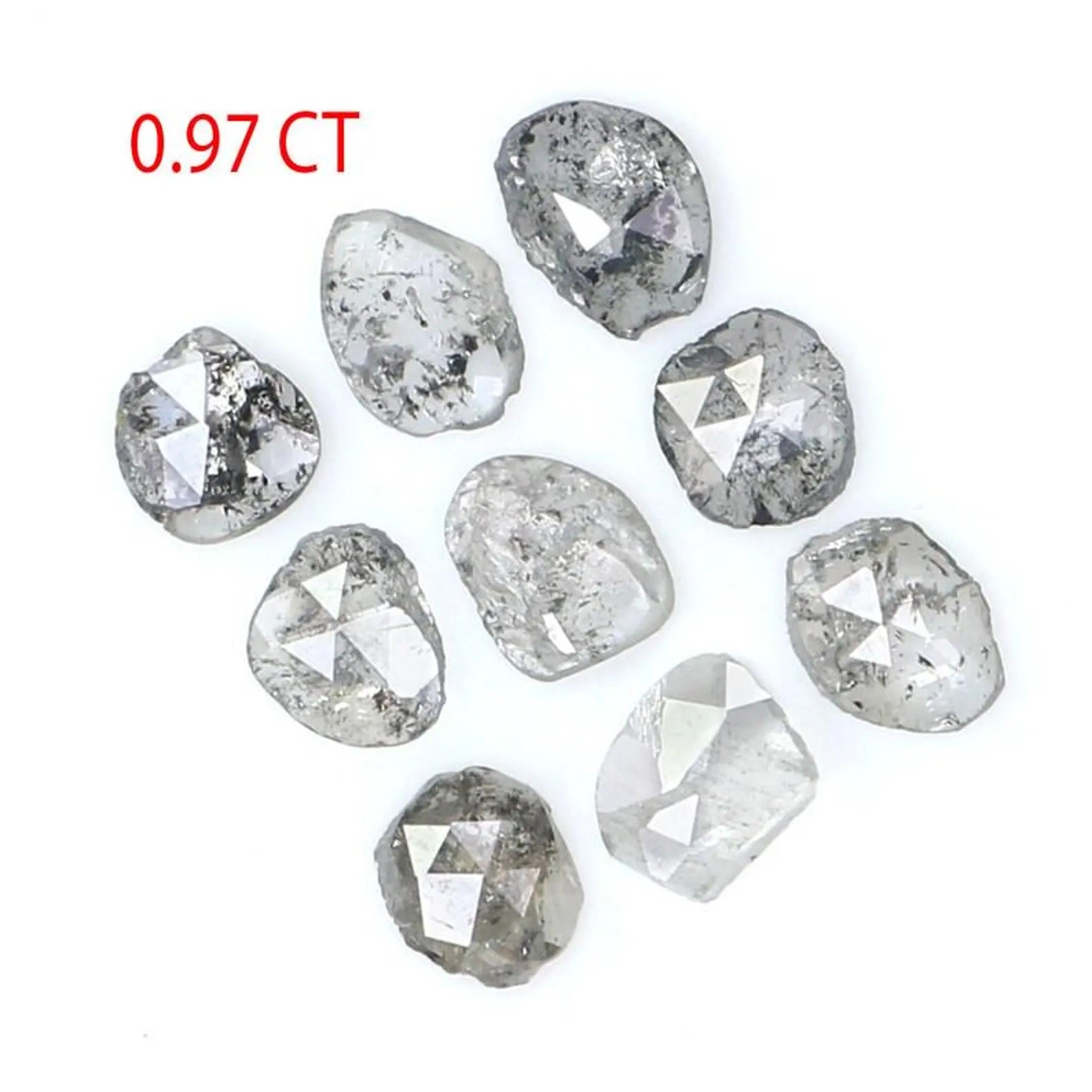 0.97 CT Natural Loose Slice Shape Diamond Salt And Pepper Slice Cut Diamond 4.15 MM Natural Black Grey Color Slice Rose Cut Diamond NQ2133
