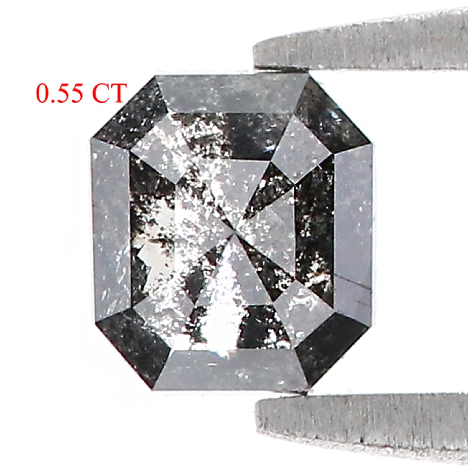 0.55 CT Natural Loose Emerald Shape Diamond Salt And Pepper Emerald Cut Diamond 5.10 MM Black Grey Color Emerald Rose Cut Diamond QN9426