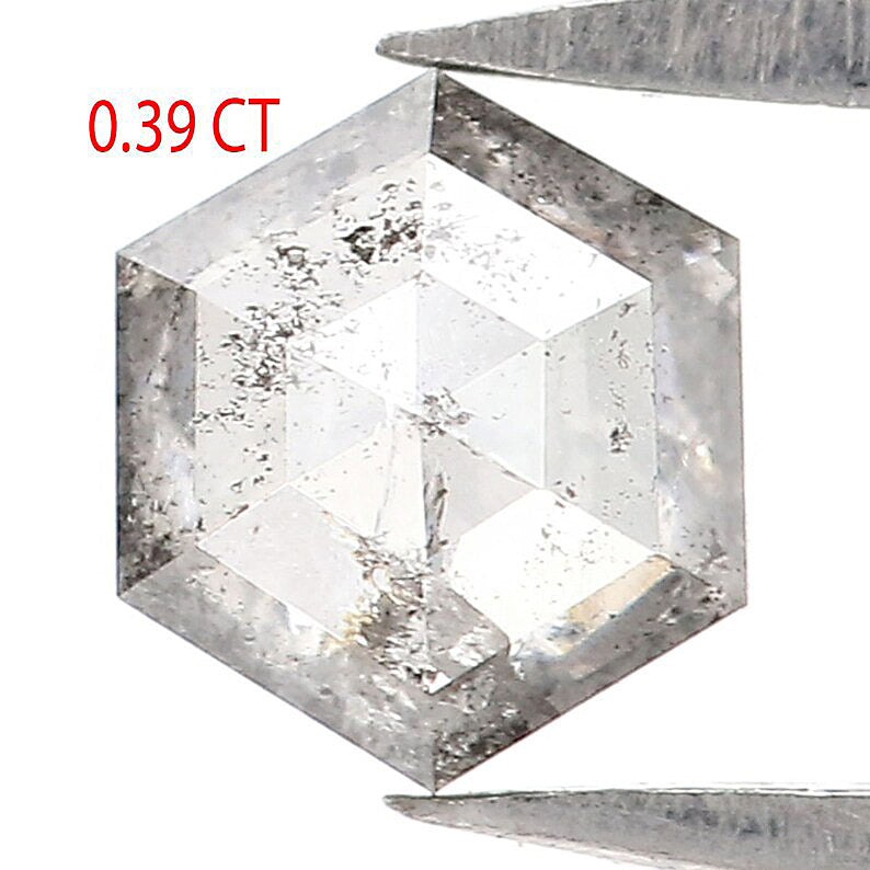 0.39 Ct Natural Loose Hexagon Shape Diamond Salt And Pepper Hexagon Cut Diamond 5.10 MM Natural Grey Diamond Hexagon Rose Cut Diamond QL2521
