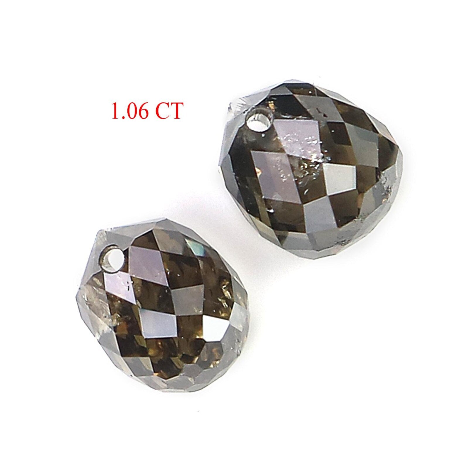 1.06 Ct Natural Loose Briolette Shape Diamond Brown Color Drop Diamond 4.40 MM Natural Loose Black Color Briolette Rose Cut Diamond NQ847