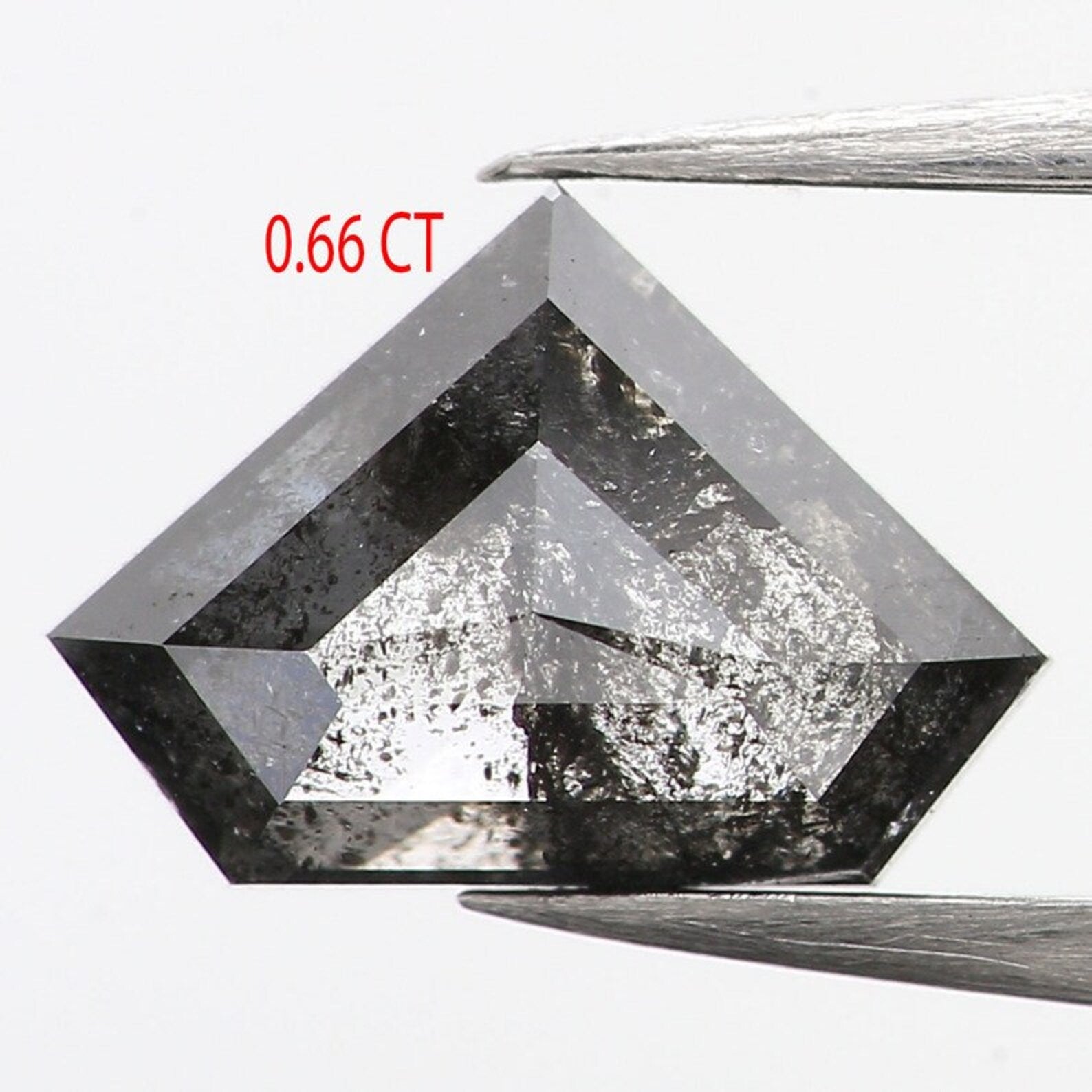 0.66 CT Natural Loose Shield Shape Diamond Salt And Pepper Diamond 5.20 MM Natural Loose Black Grey Color Shield Rose Cut Diamond QN1177