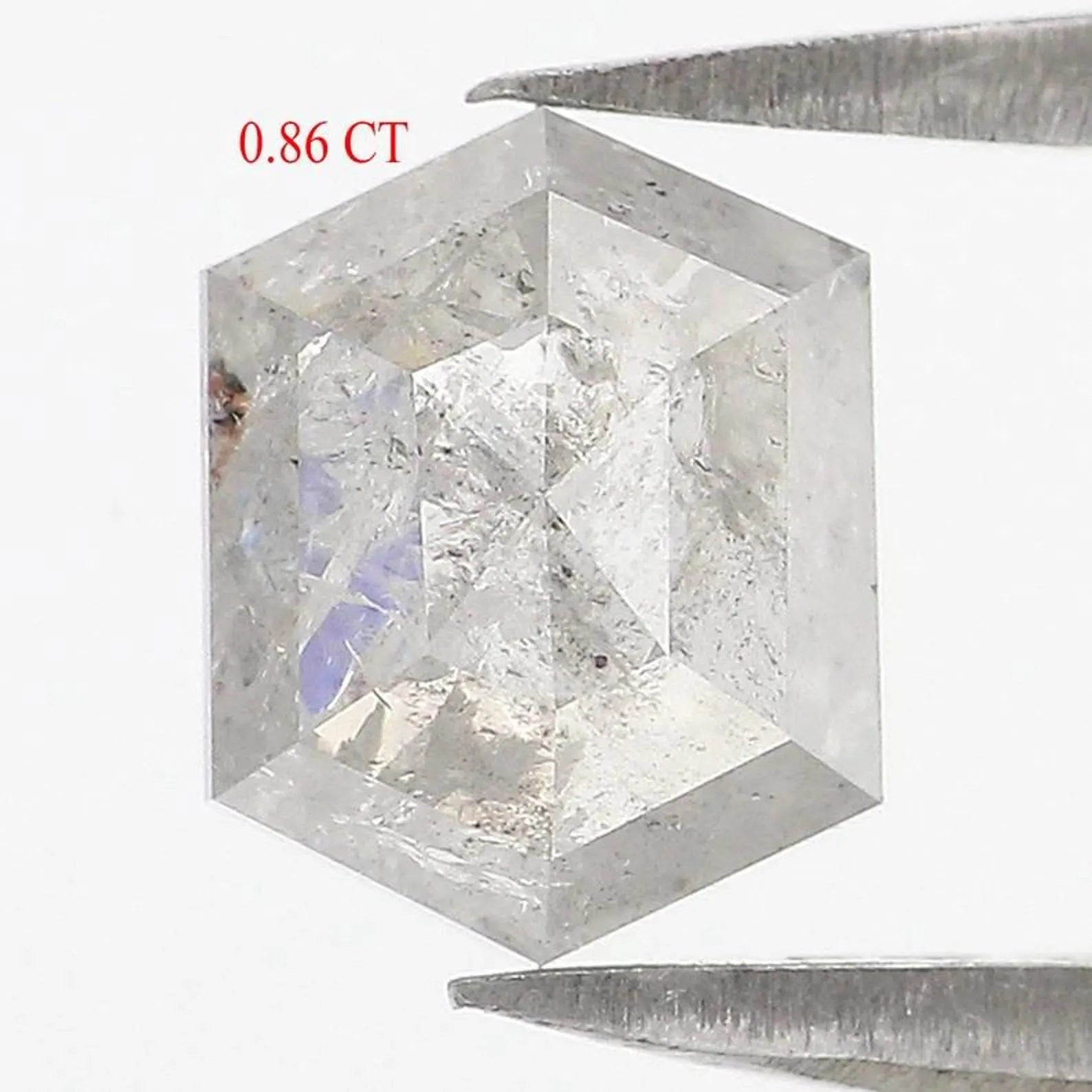 0.86 CT Natural Loose Hexagon Shape Diamond Salt And Pepper Hexagon Cut Diamond 6.85 MM Natural Grey Color Hexagon Rose Cut Diamond NQ836