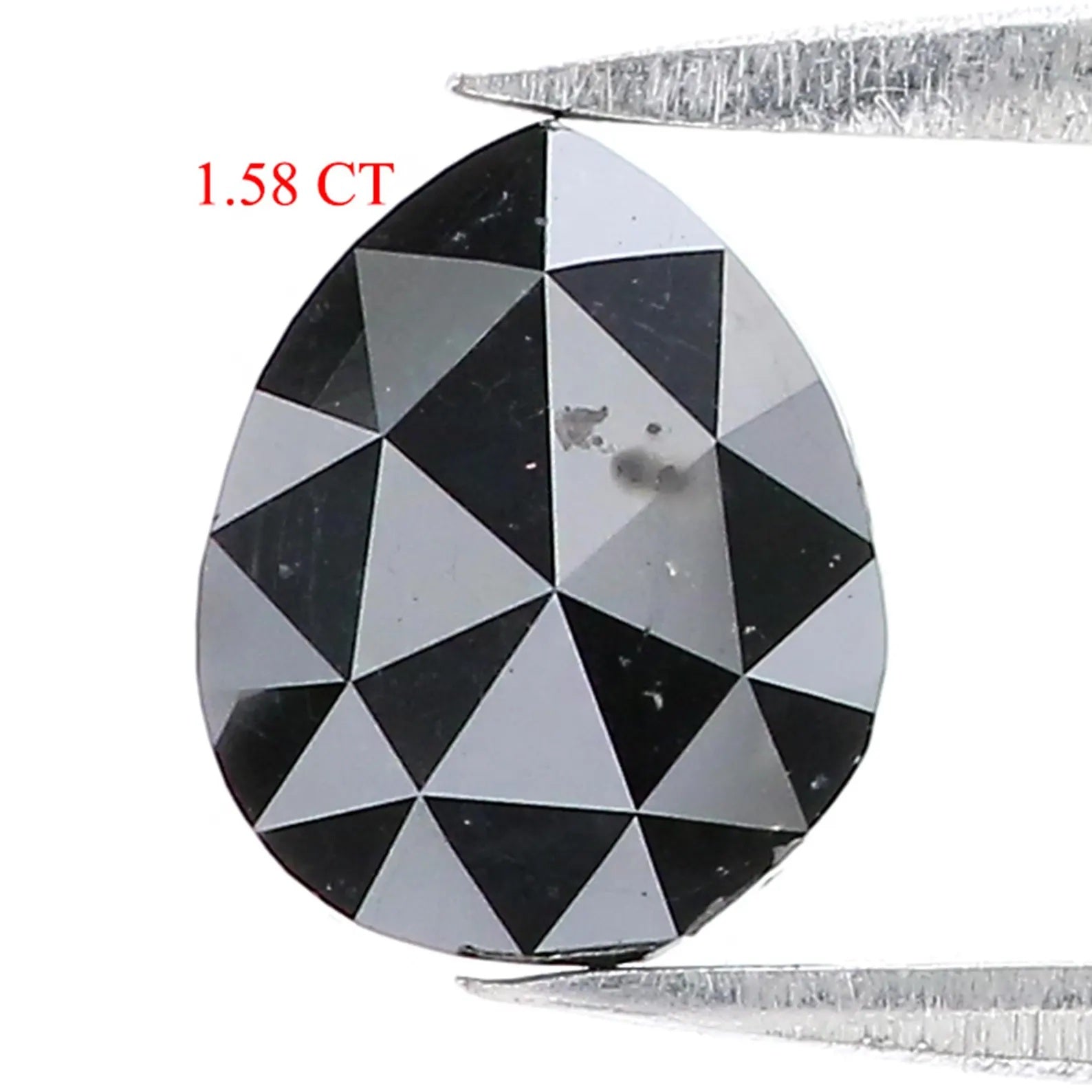 1.58 CT Natural Loose Pear Shape Diamond Black Color Pear Cut Diamond 8.20 MM Natural Loose Diamond Black Pear Rose Cut Diamond QN8801