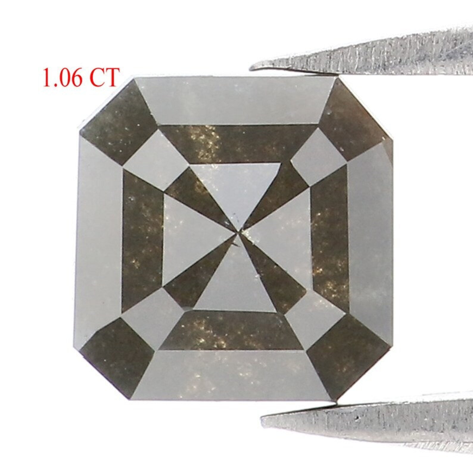 1.06 CT Natural Loose Emerald Shape Diamond Salt And Pepper Emerald Diamond Diamond 5.85 MM Black Grey Color Emerald Rose Cut Diamond QN9247