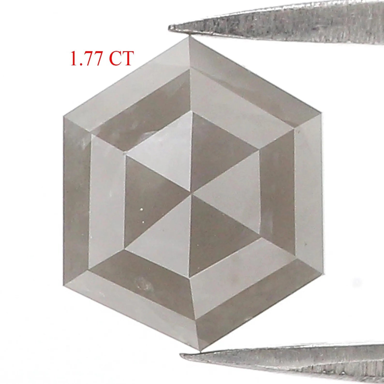 1.77 Ct Natural Loose Hexagon Shape Diamond Grey Color Hexagon Cut Diamond 8.60 MM Natural Loose Grey Color Hexagon Rose Cut Diamond NQ1389