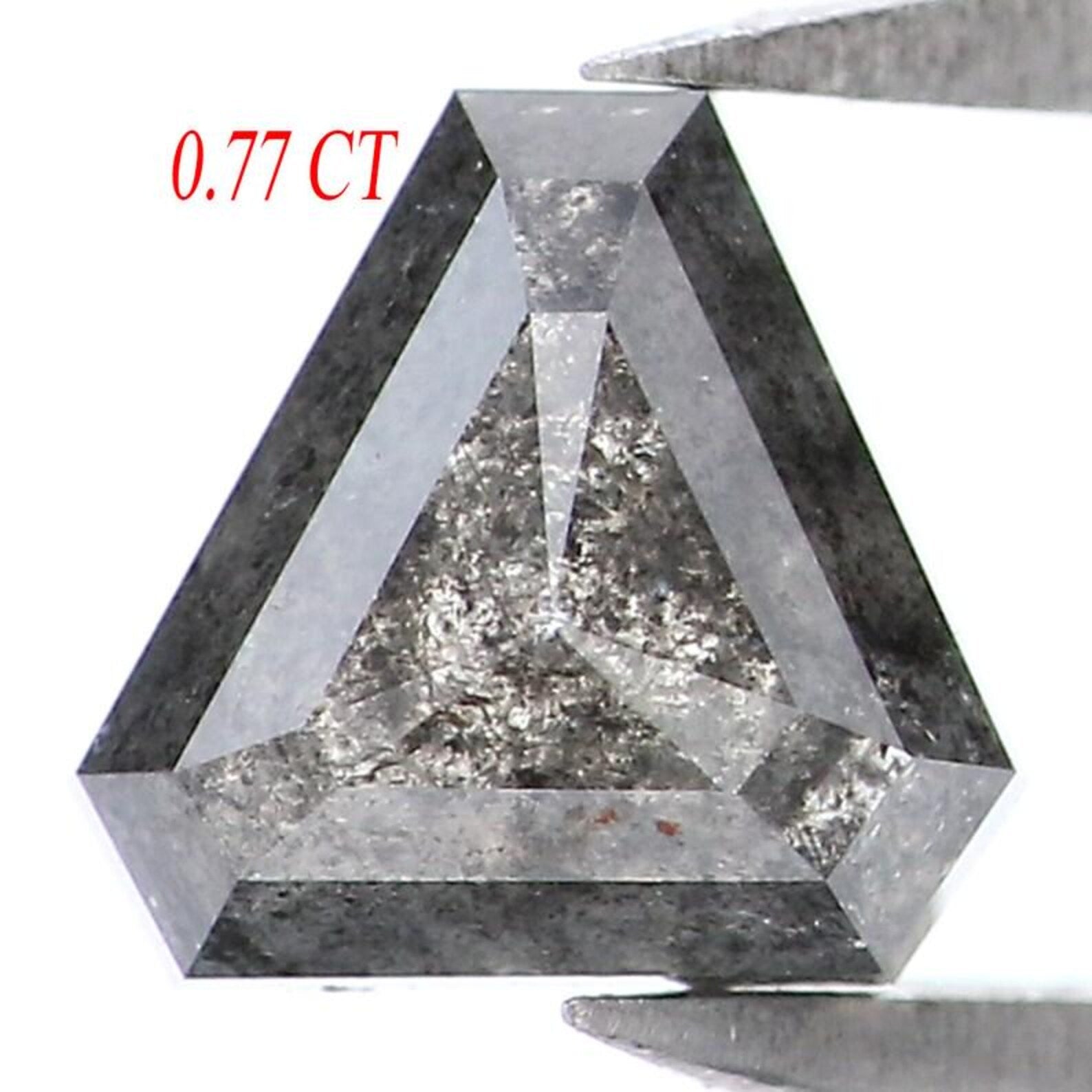 0.77 CT Natural Loose Triangle Shape Diamond Salt And Pepper Triangle Cut Diamond 5.00 MM Black Grey Color Triangle Rose Cut Diamond NQ8009