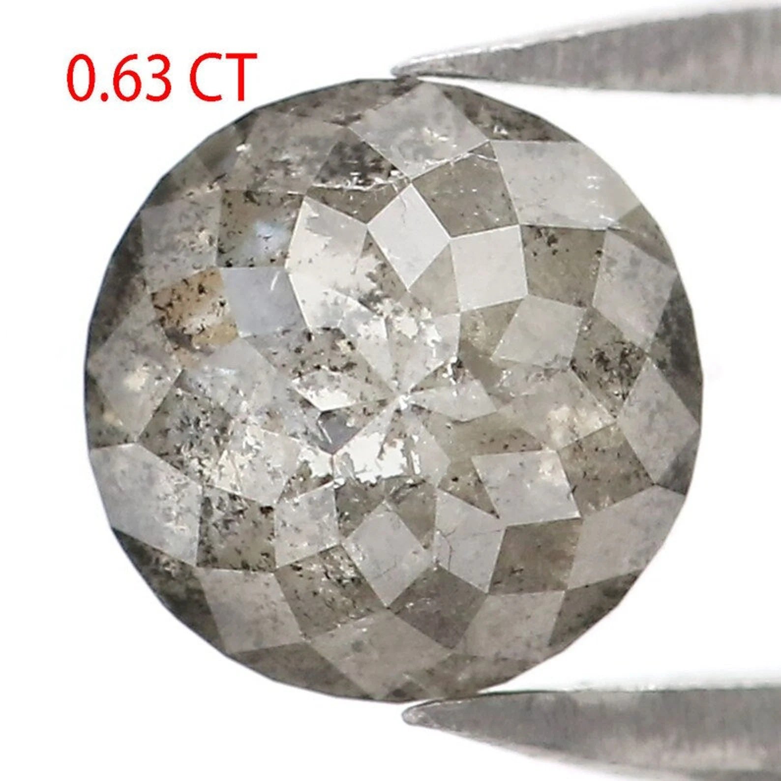 0.63 CT Natural Loose Round Shape Diamond Salt And Pepper Round Diamond 5.40 MM Natural Loose Black Grey Color Round Rose Cut Diamond NQ2146