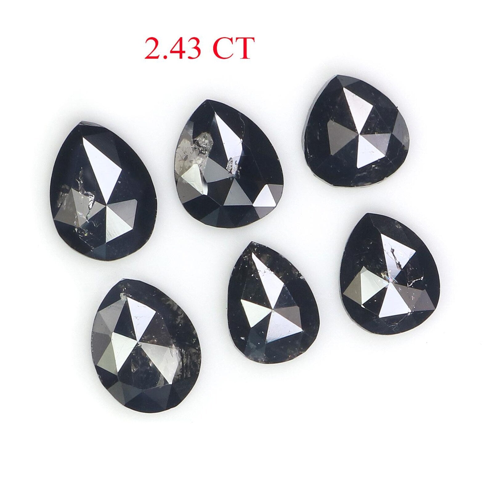 2.43 CT Natural Loose Pear Shape Diamond Black Color Pear Diamond 5.35 MM Natural Loose Diamond Black Color Pear Rose Cut Diamond NQ1691