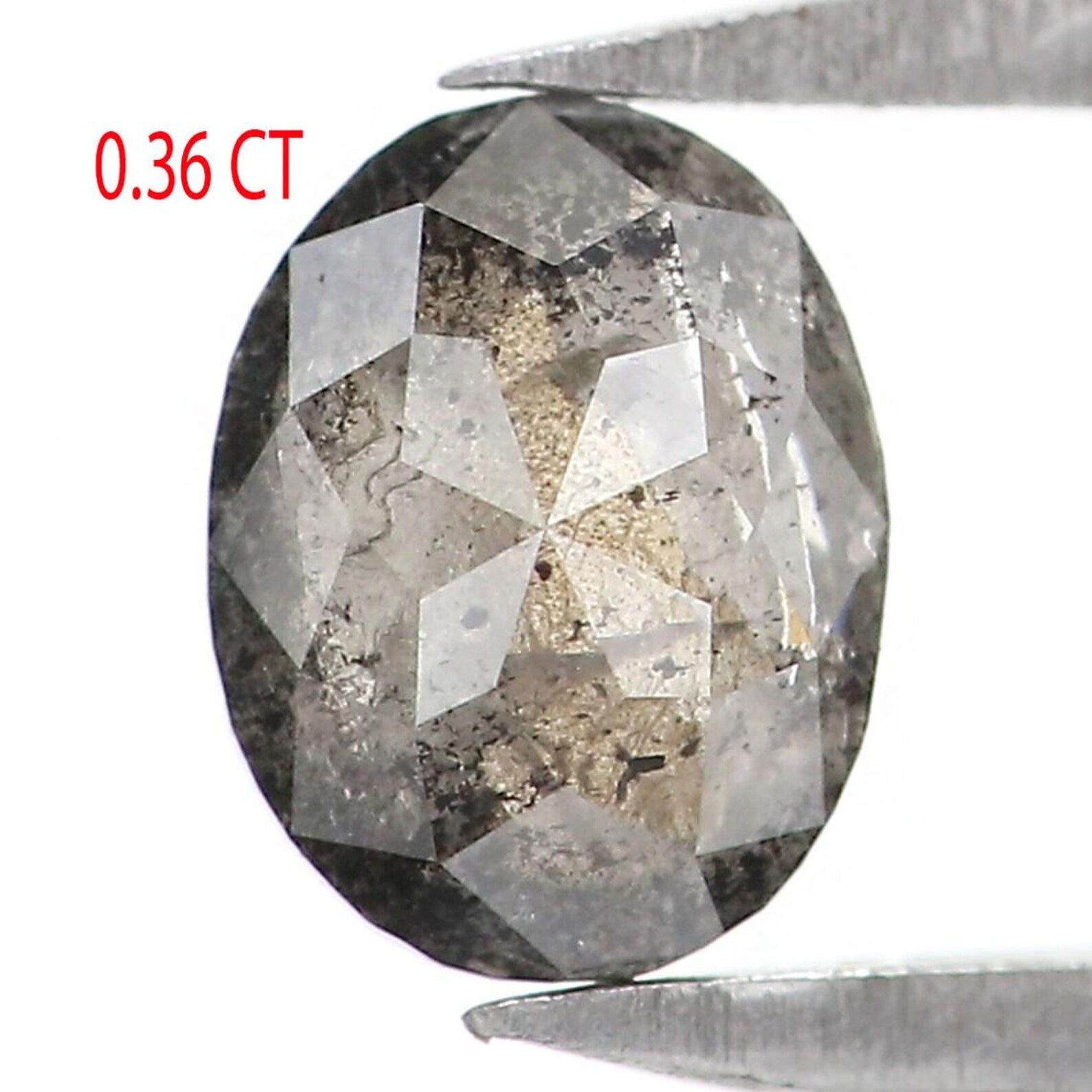 0.36 CT Natural Loose Oval Shape Diamond Salt And Pepper Oval Diamond 5.20 MM Natural Loose Black Grey Color Oval Rose Cut Diamond NQ2111