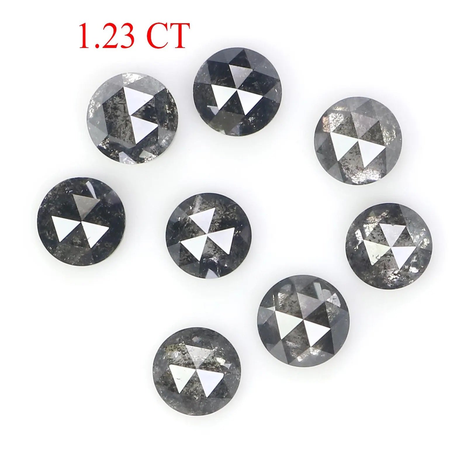 1.23 Ct Natural Loose Round Shape Diamond Salt And Pepper Round Cut Diamond 3.10 MM Natural Black Grey Color Round Rose Cut Diamond NQ2076