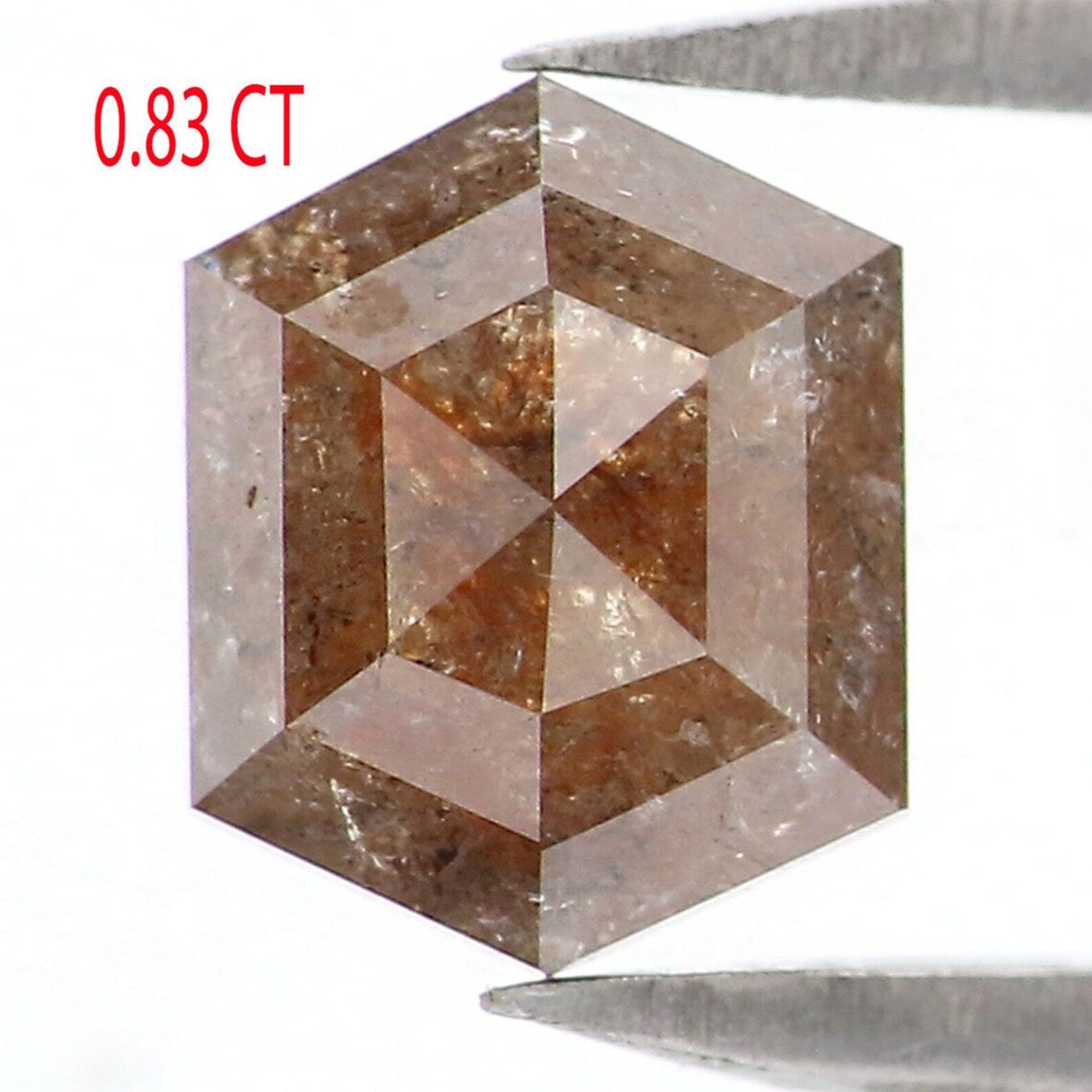 0.83 CT Natural Loose Hexagon Shape Diamond Brown Color Hexagon Diamond 6.10 MM Natural Loose Diamond Hexagon Shape Rose Cut Diamond NQ399