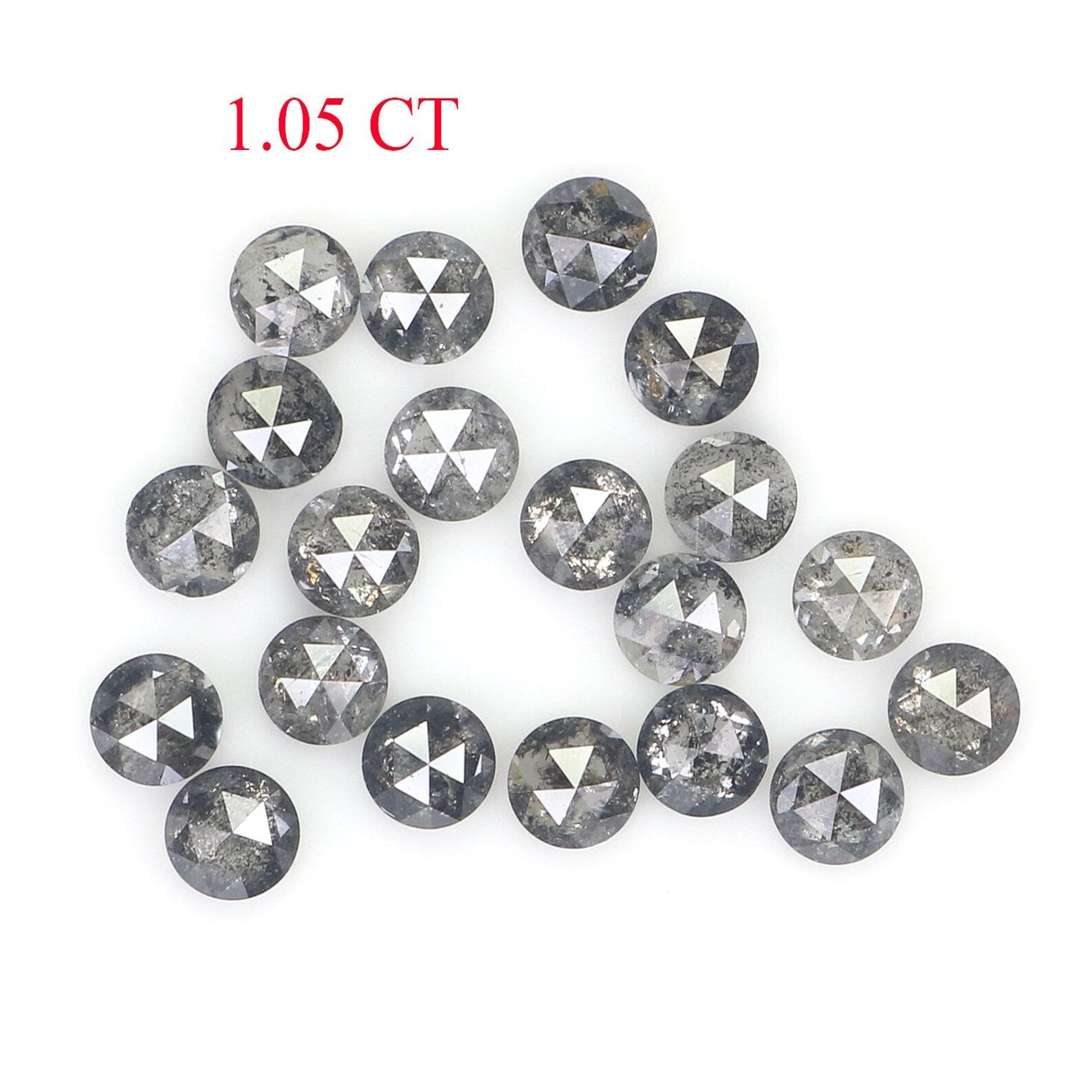 1.05 CT Natural Loose Round Shape Diamond Salt And Pepper Round Diamond 2.30 MM Natural Loose Black Grey Color Round Rose Cut Diamond NQ1840