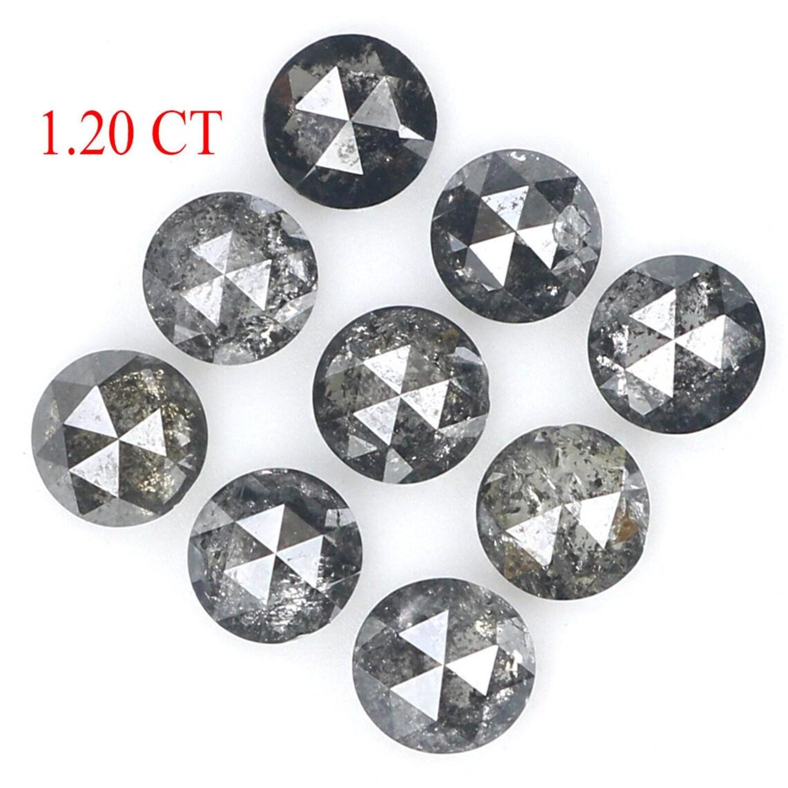 1.20 CT Natural Loose Round Shape Diamond Salt And Pepper Round Diamond 3.10 MM Natural Loose Black Grey Color Round Rose Cut Diamond NQ1795