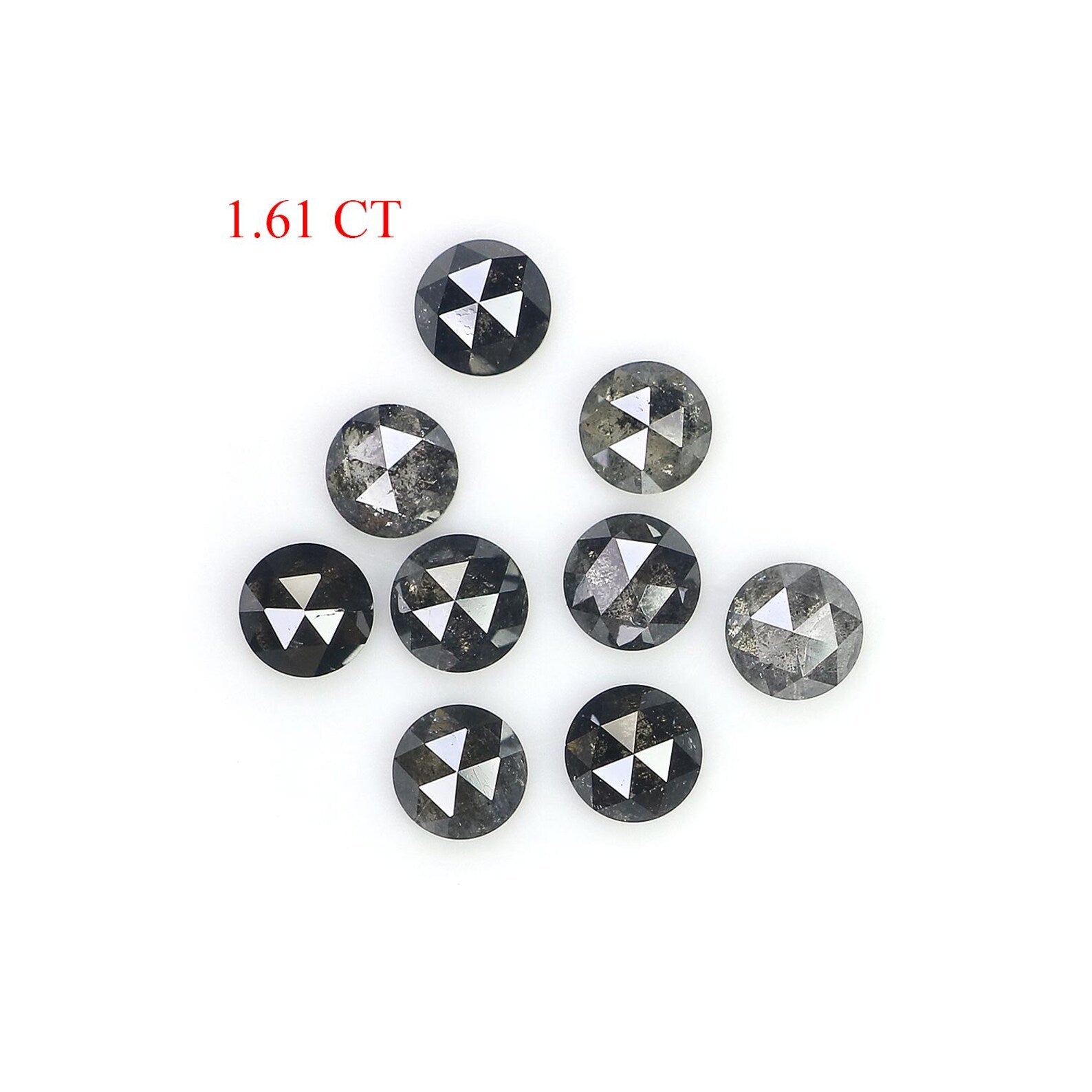 1.61 CT Natural Loose Round Shape Diamond Salt And Pepper Round Diamond 3.30 MM Natural Loose Black Grey Color Round Rose Cut Diamond NQ8752