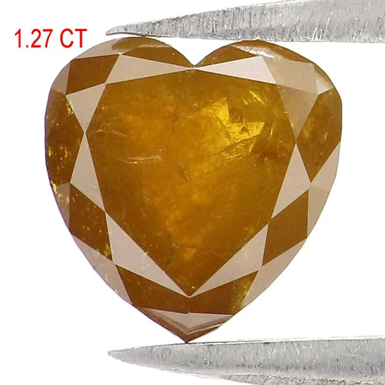 1.27 CT Natural Loose Heart Shape Diamond Yellow Color Heart Cut Diamond 6.90 MM Natural Loose Diamond Heart Shape Rose Cut Diamond NQ2245