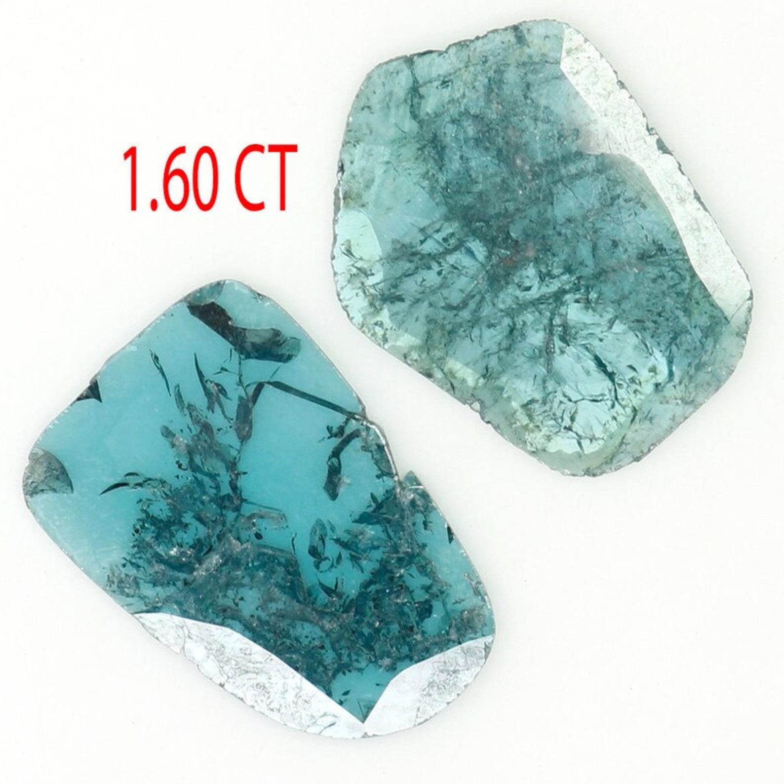 1.60 CT Natural Loose Slice Shape Diamond Blue Color Slice Diamond 12.70 MM Natural Loose Diamond Blue Color Slice Rose Cut Diamond NQ1269