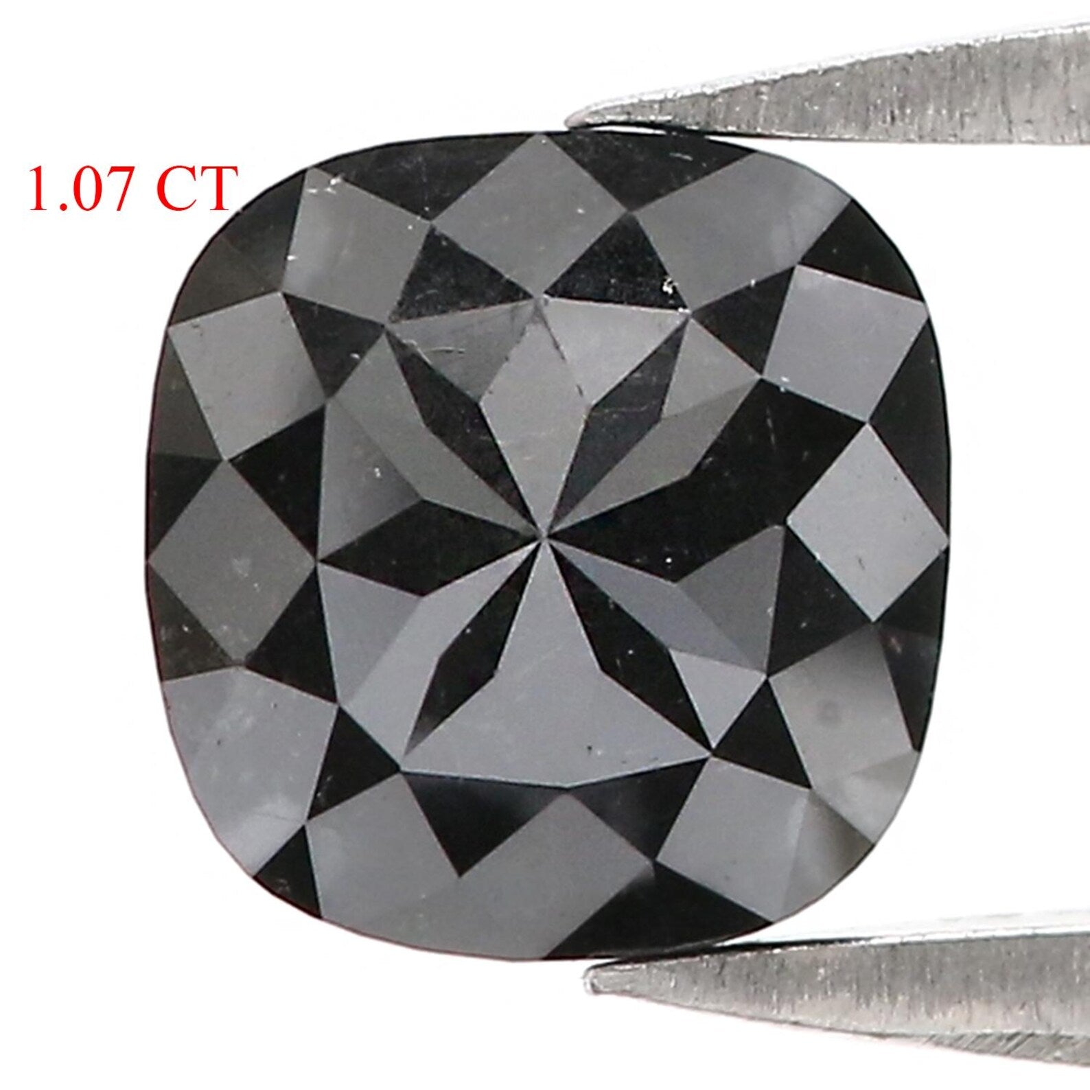 1.07 CT Natural Loose Cushion Shape Diamond Black Color Cushion Diamond 6.10 MM Natural Diamond Black Color Cushion Rose Cut Diamond QN2524