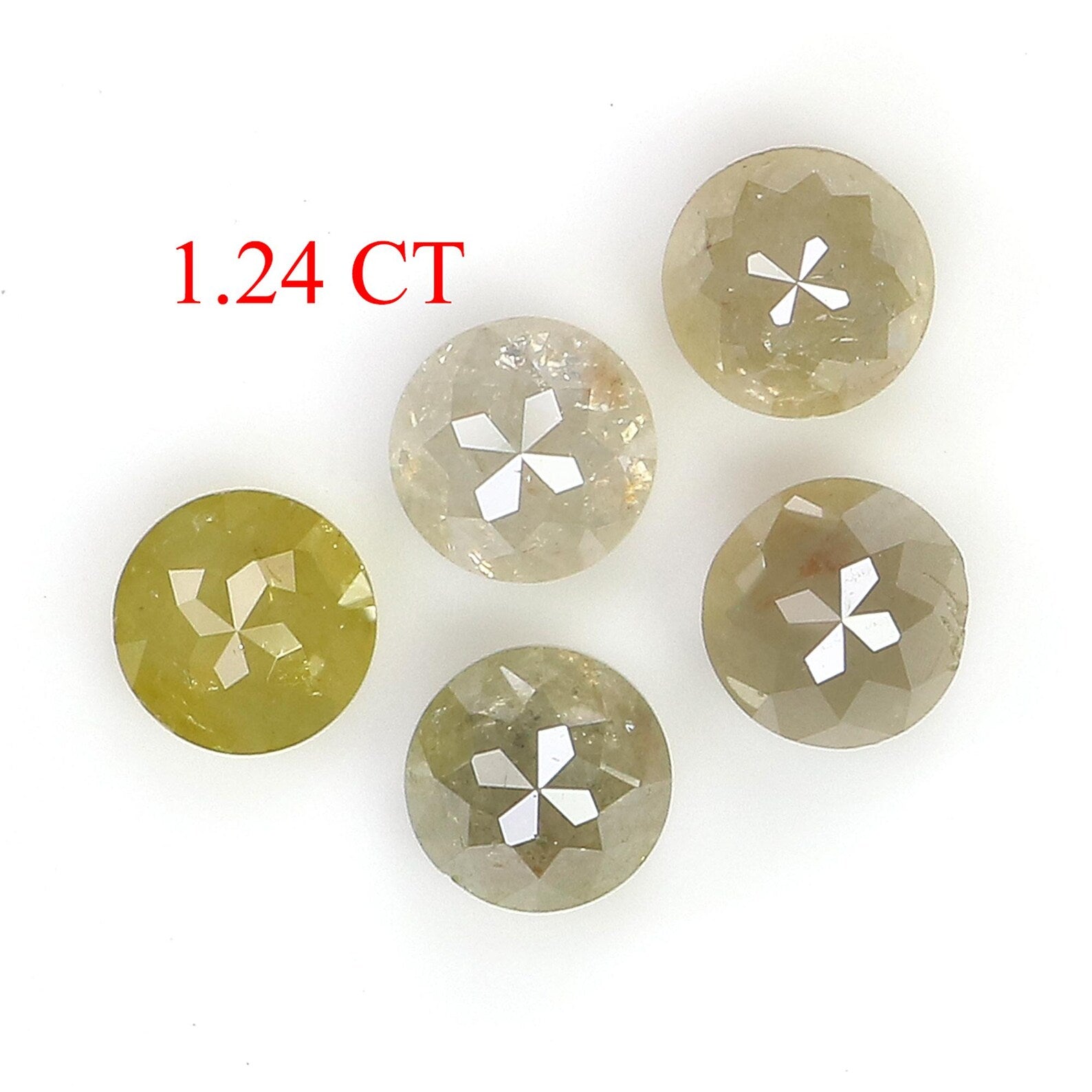 1.24 CT Natural Loose Round Rose Cut Diamond Grey Color Round Shape Diamond 3.50 MM Natural Loose Yellow Color Round Rose Cut Diamond NQ1759
