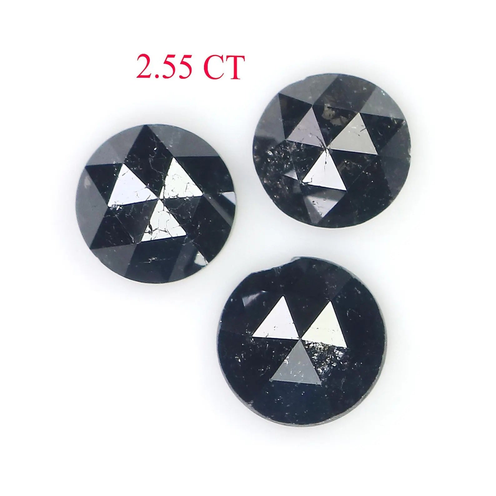 2.55 CT Natural Loose Round Shape Diamond Black Color Round Diamond 5.75 MM Natural Loose Diamond Black Color Round Rose Cut Diamond NQ1744