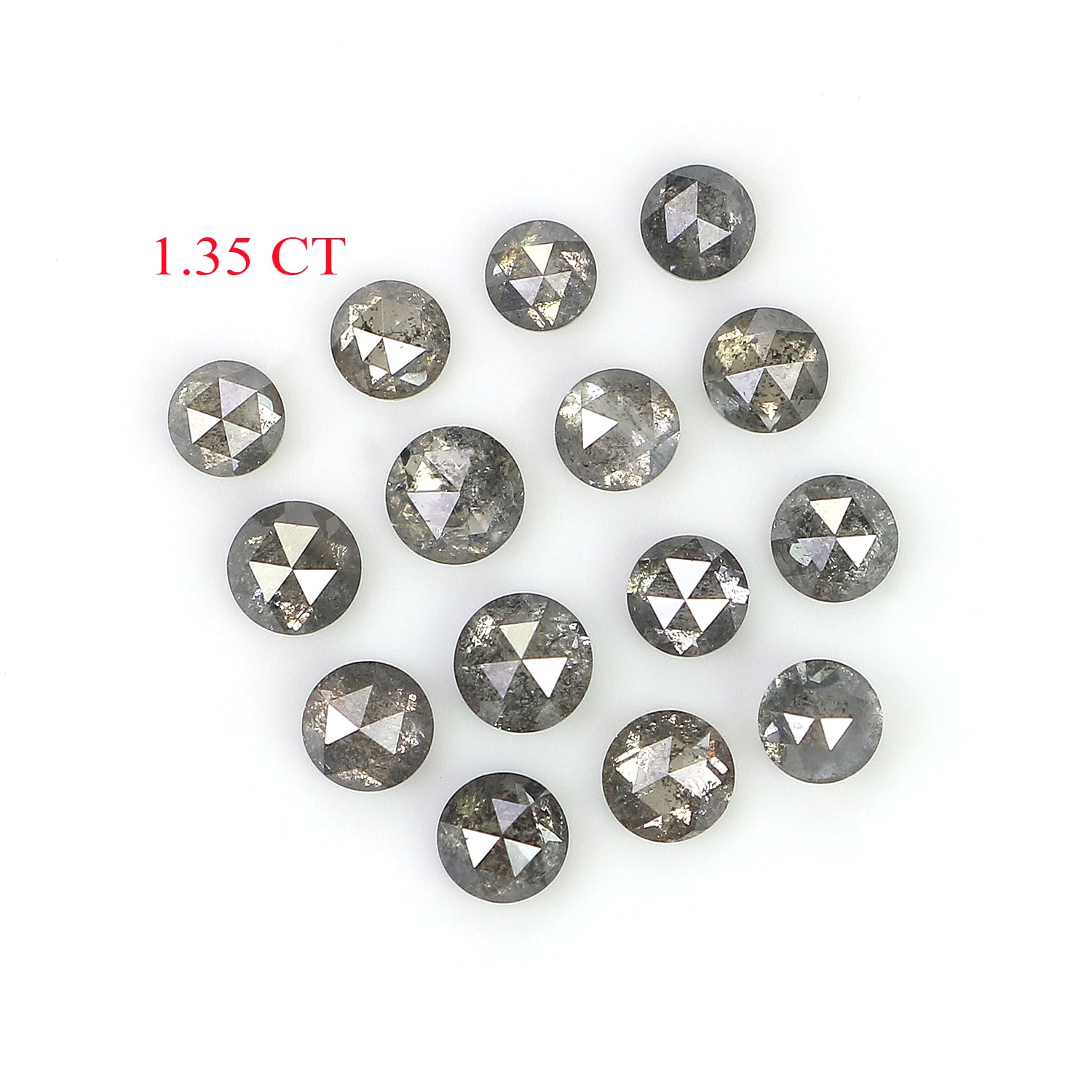 1.35 Ct Natural Loose Round Rose Cut Diamond Salt And Pepper Round Shape Diamond 2.30 MM Natural Black Grey Round Rose Cut Diamond LQ2385