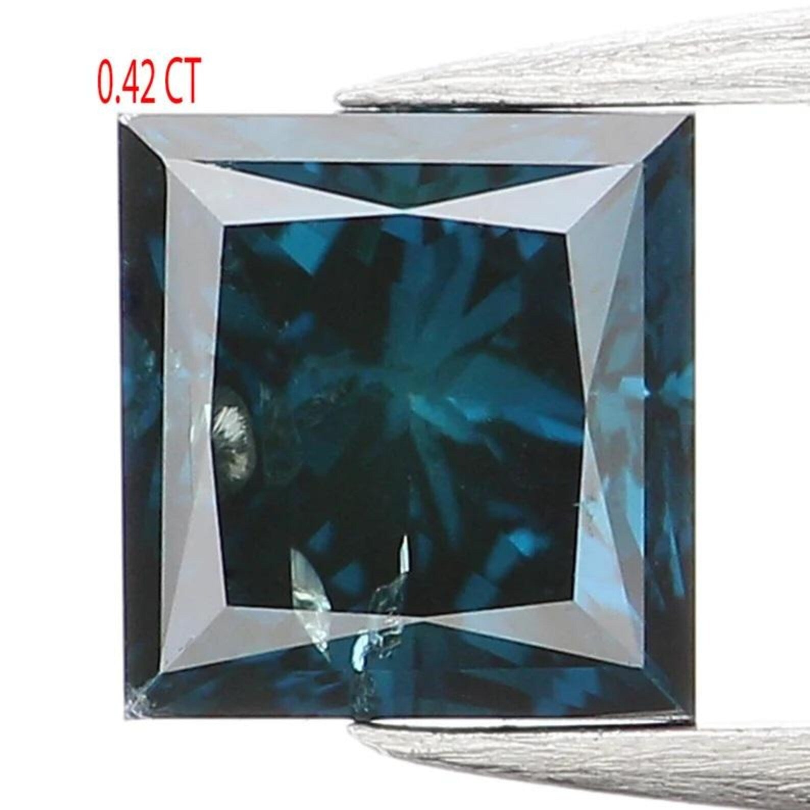 0.42 CT Natural Loose Princess Shape Diamond Blue Color Princess Diamond 4.05 MM Natural Blue Color Princess Brilliant Cut Diamond NQ1385