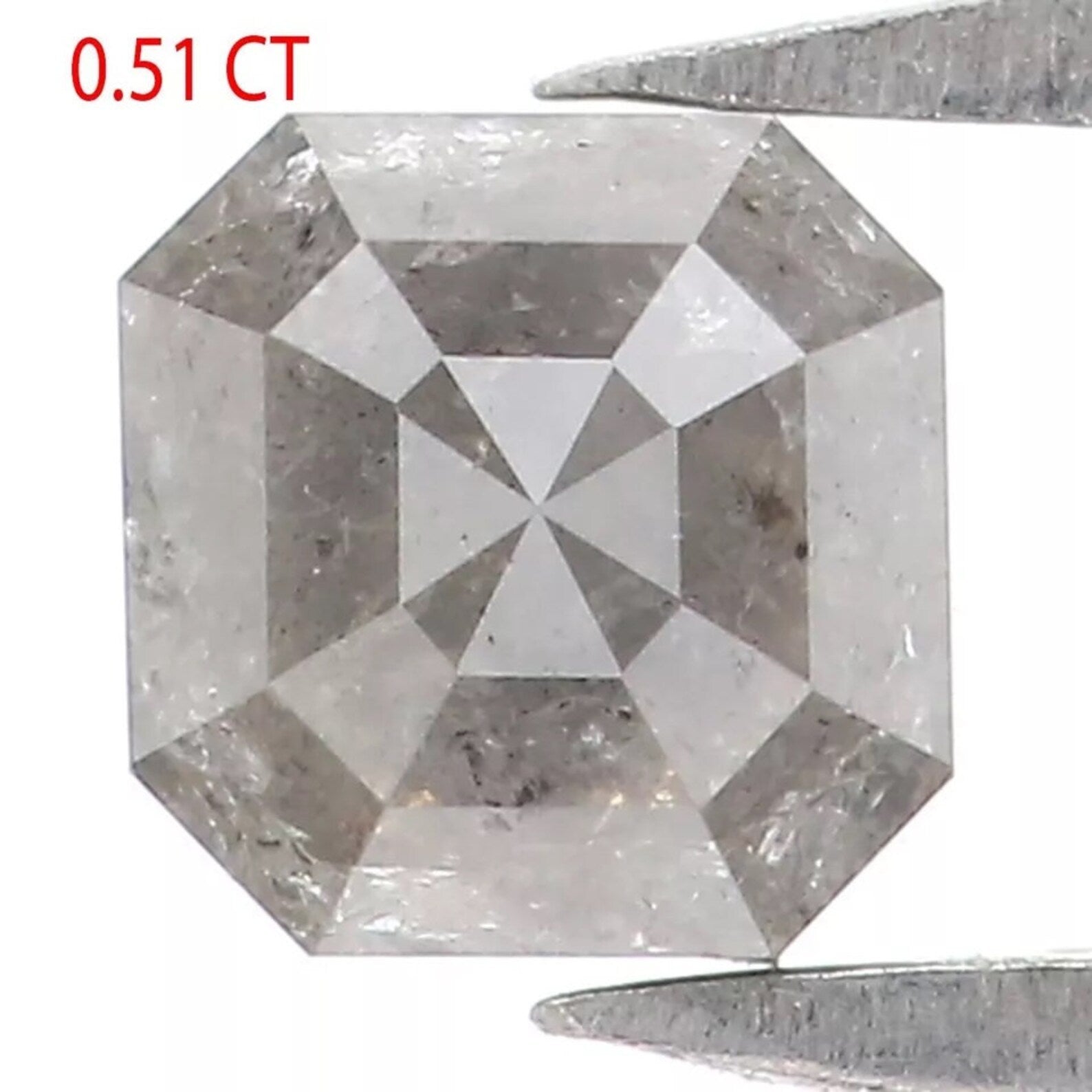 0.51 Ct Natural Loose Emerald Shape Diamond Salt And Pepper Emerald Cut Diamond 4.10 MM Natural Grey Color Emerald Rose Cut Diamond NQ8350