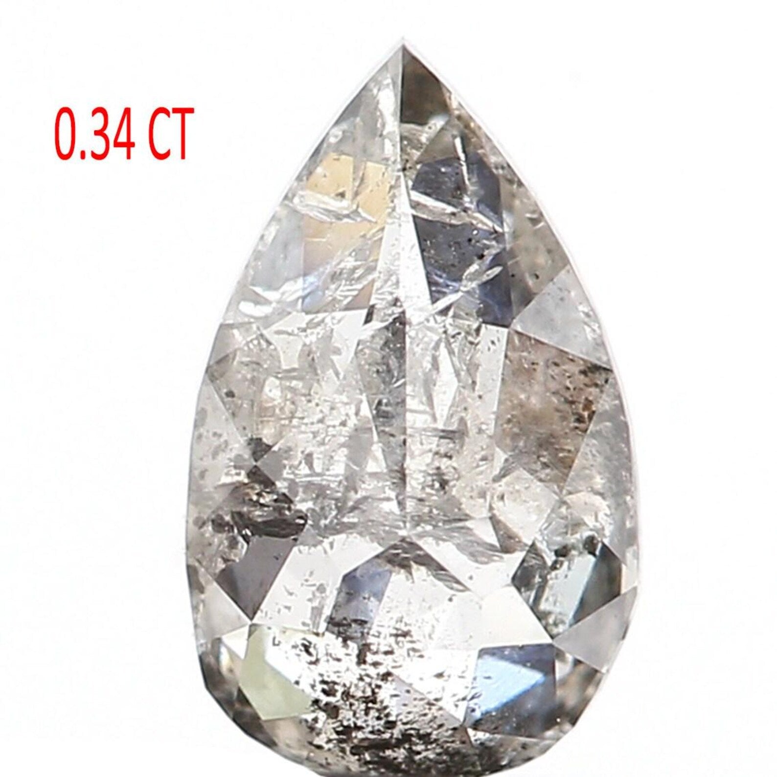 0.34 CT Natural Loose Pear Shape Diamond Salt And Pepper Pear Diamond 5.80 MM Natural Loose Black Gray Color Pear Rose Cut Diamond NQ1039